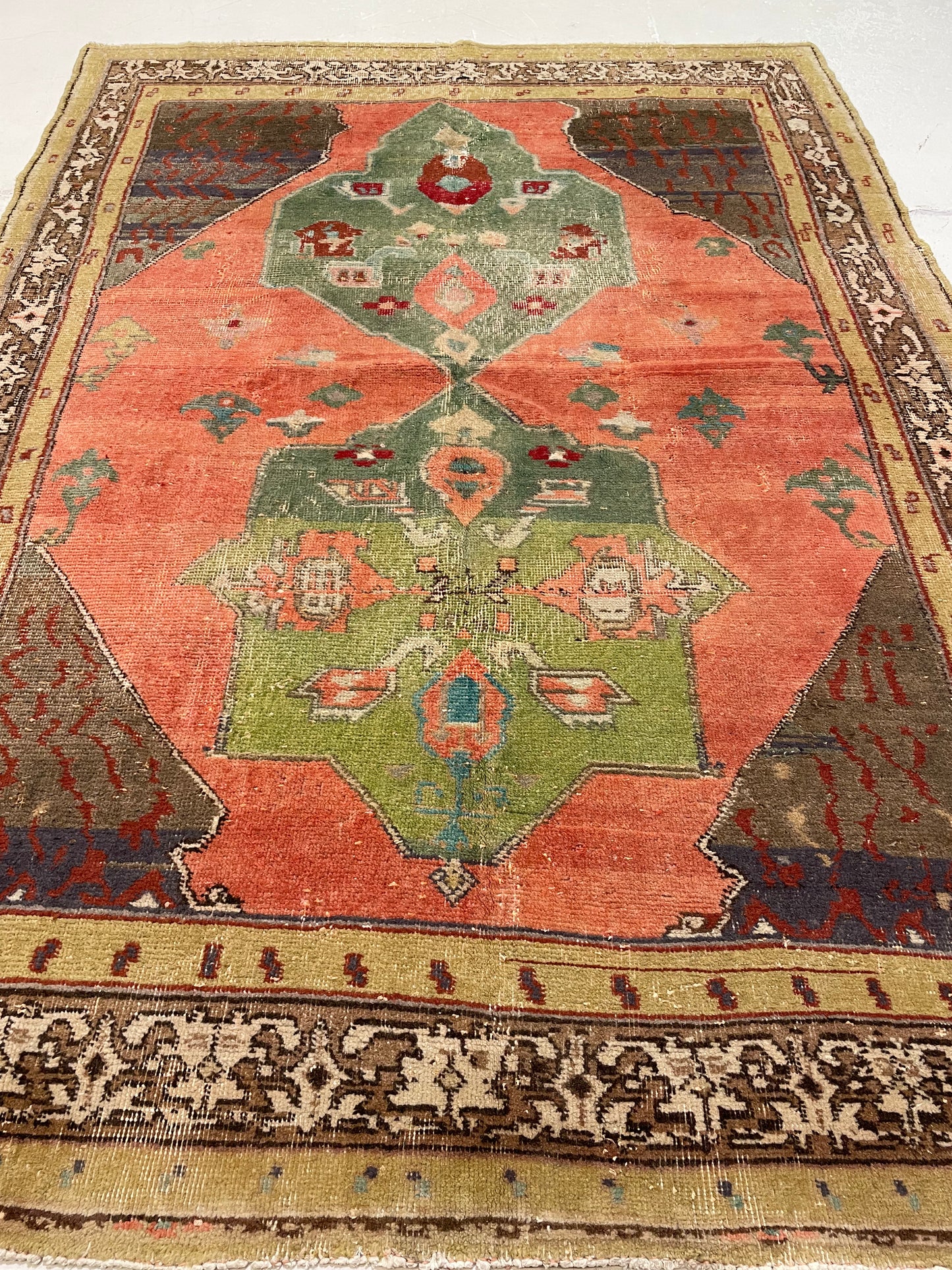Hand-Knotted Wool Rug Turkish Oushak 5'3" x 7'4"