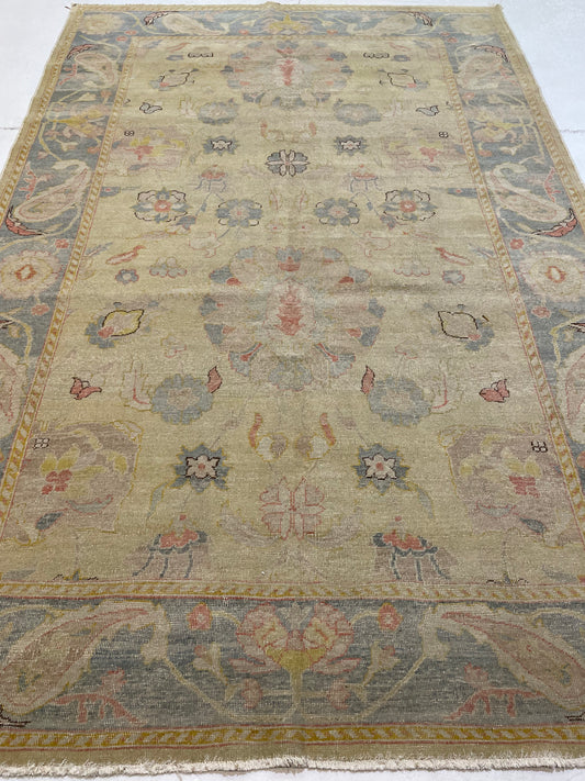 Hand-Knotted Wool Rug Turkish Oushak 5'10" x 8'8"