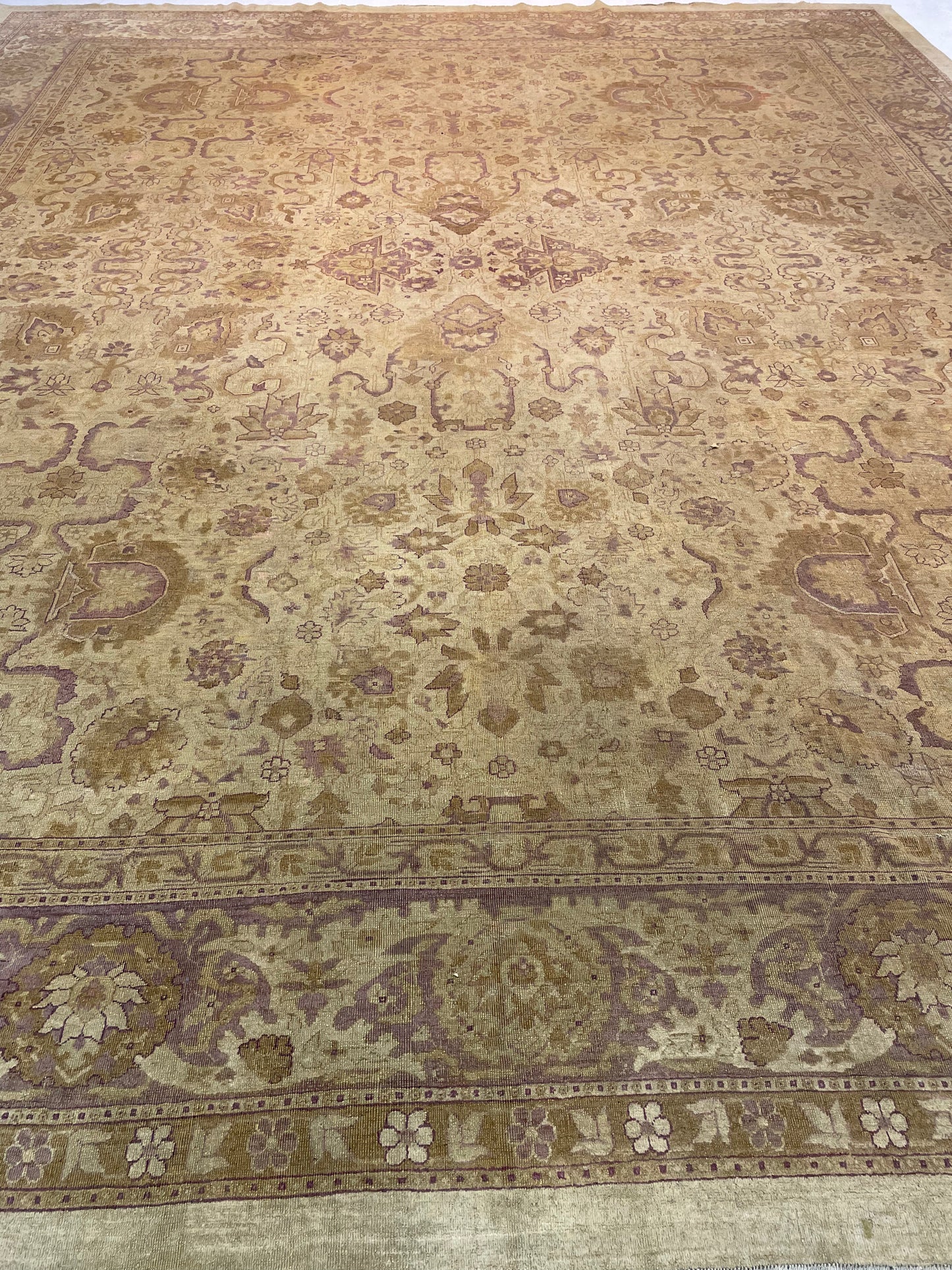 Antique Hand-Knotted Wool Rug Indian Amritsar/Agra 12'8" x 15'