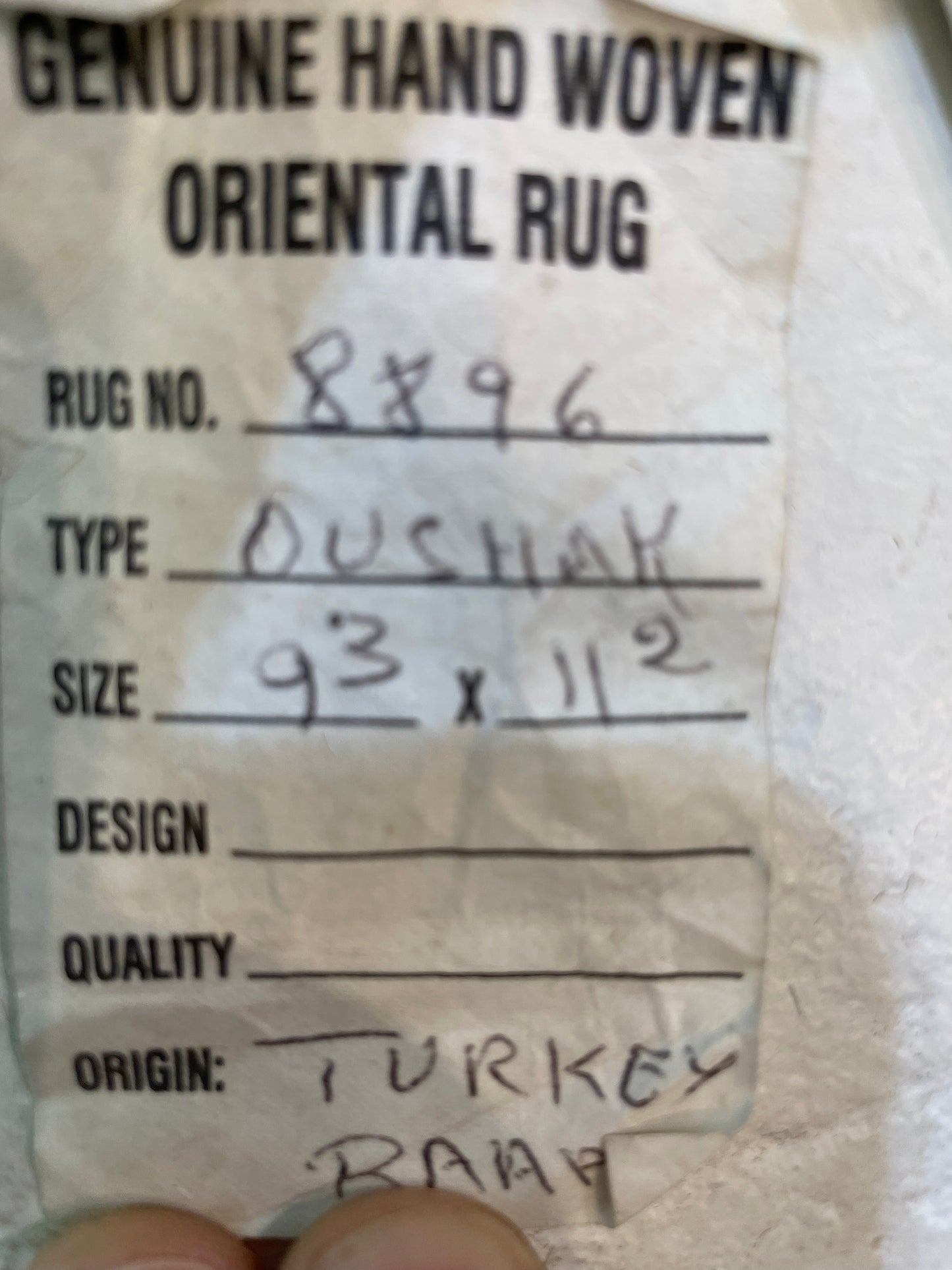 Hand-Knotted Wool Rug Turkish Oushak 9'3" x 11'2"