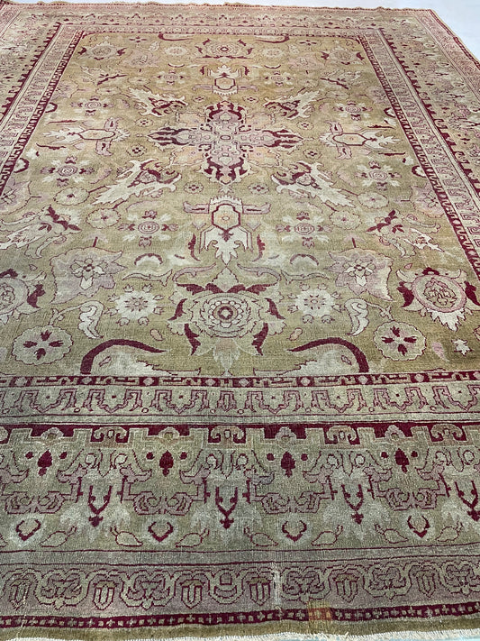 Hand-Knotted Wool Rug Indian Agra 10'4" x 12'9"