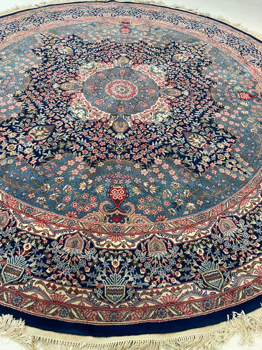Hand-Knotted Wool Rug Chinese Round 8' x 8'