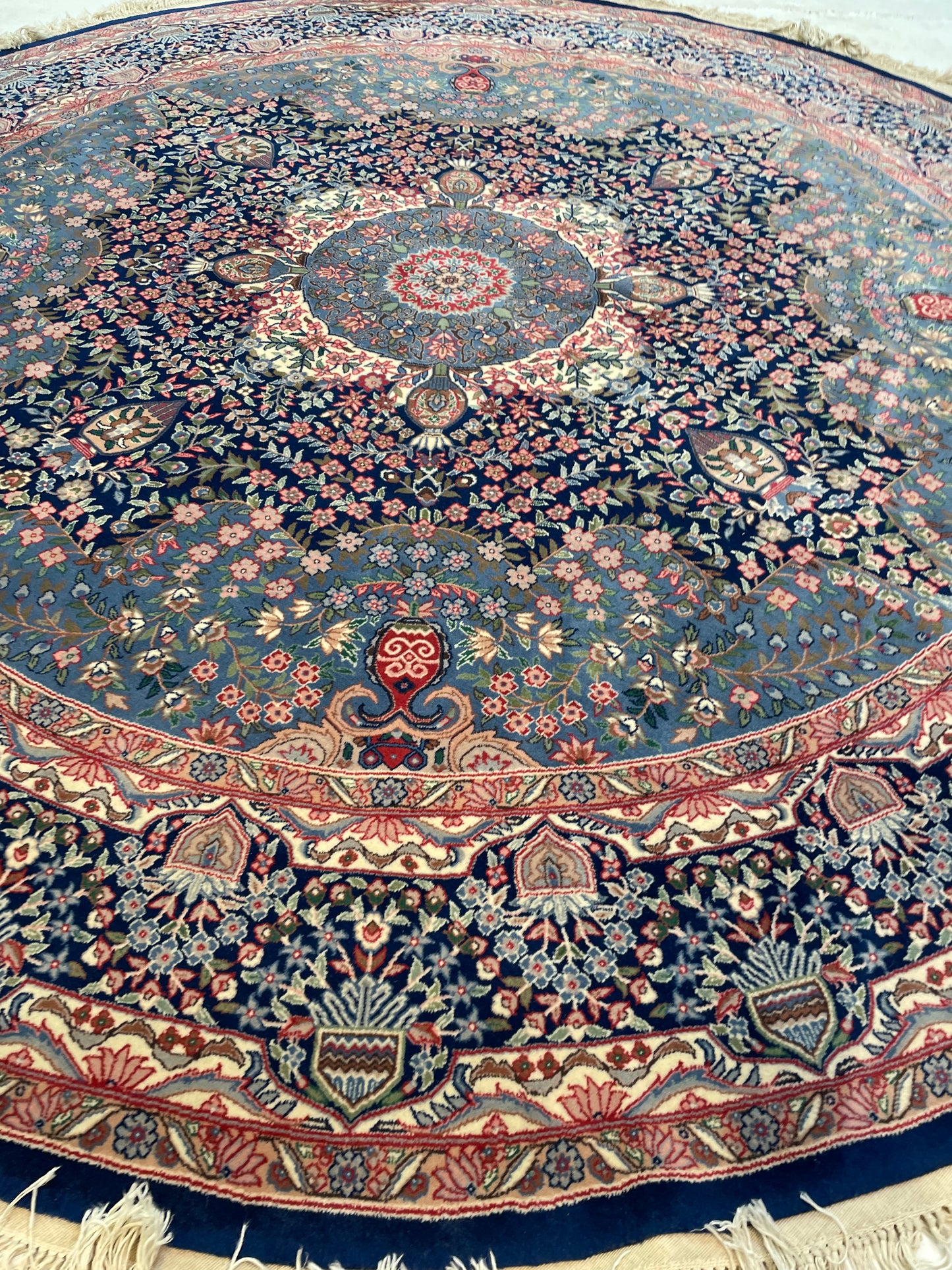 Hand-Knotted Wool Rug Chinese Round 8' x 8'