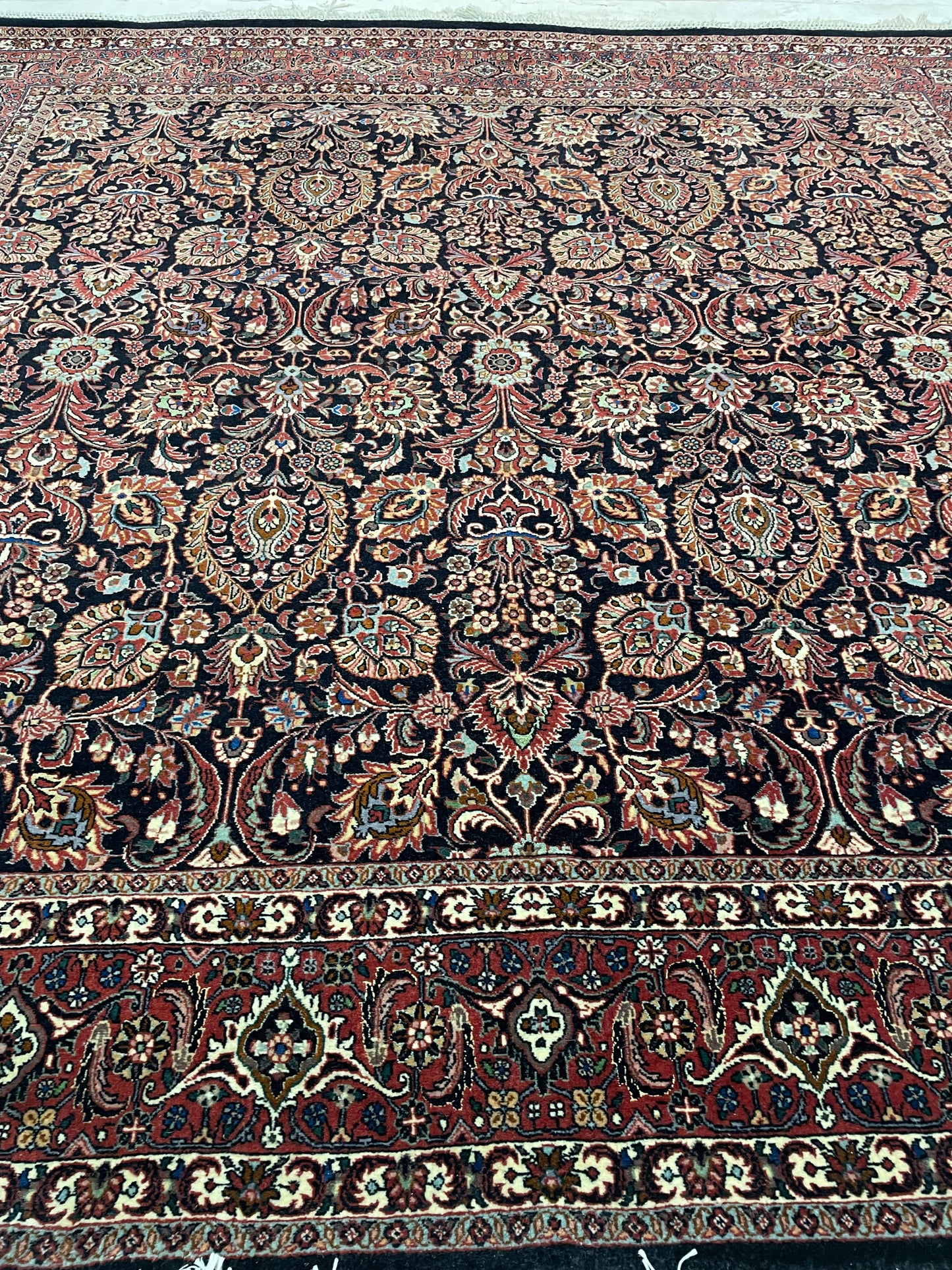 Hand-Knotted Wool and Silk Rug Bijar Square 8' x 8'