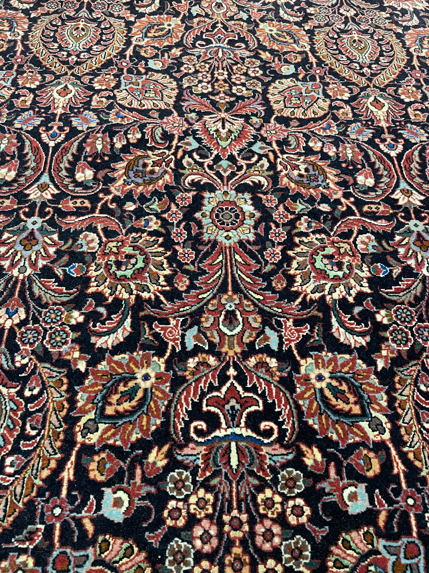 Hand-Knotted Wool and Silk Rug Bijar Square 8' x 8'