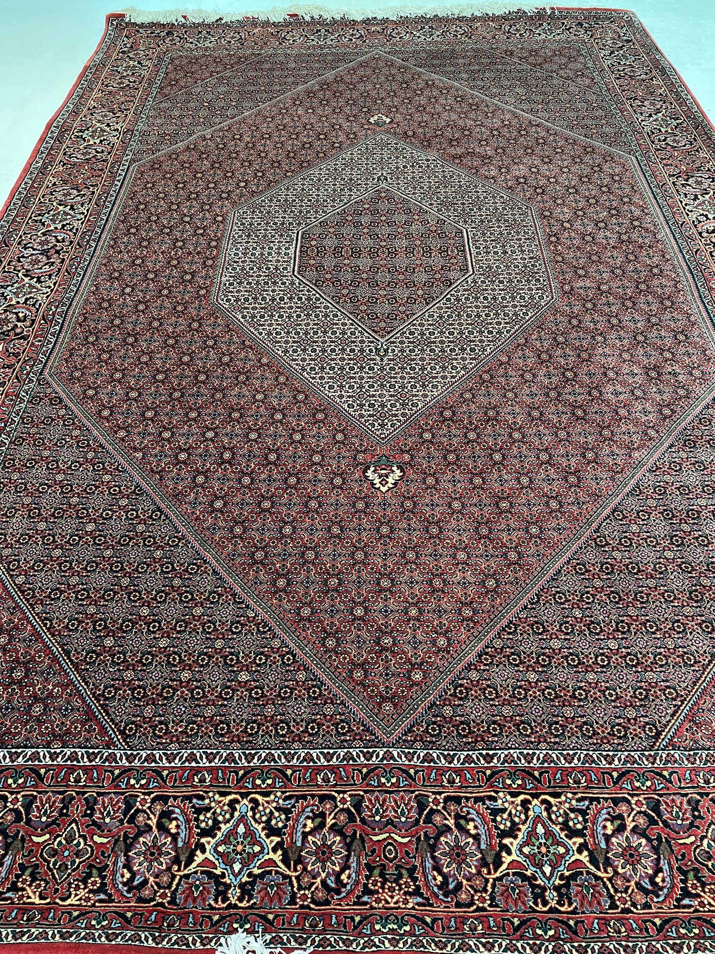 Hand-Knotted Wool and Silk Rug Bijar 6'6" x 9'8"
