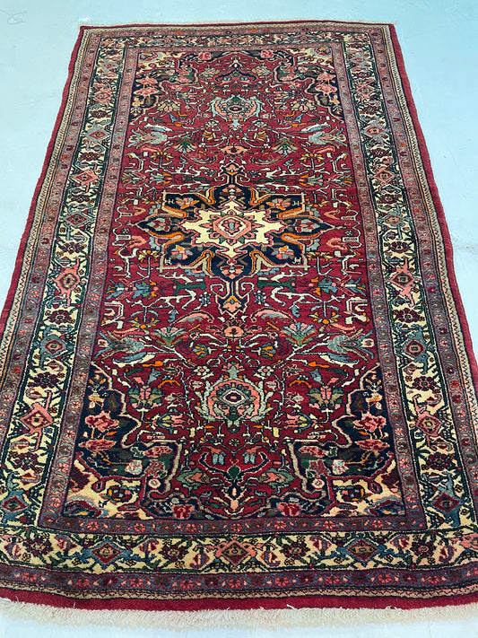 Hand-Knotted Wool Rug Bijar 4'1" x 6'5"