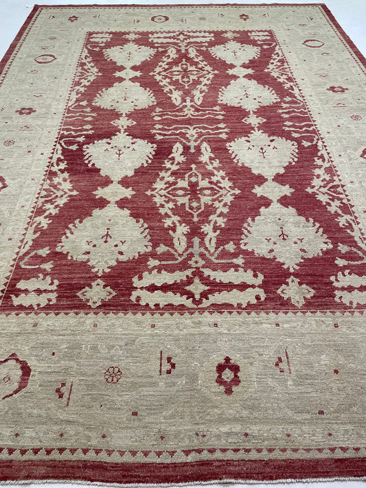 Hand-Knotted Wool Rug Turkish Oushak 9'9" x 13'5"