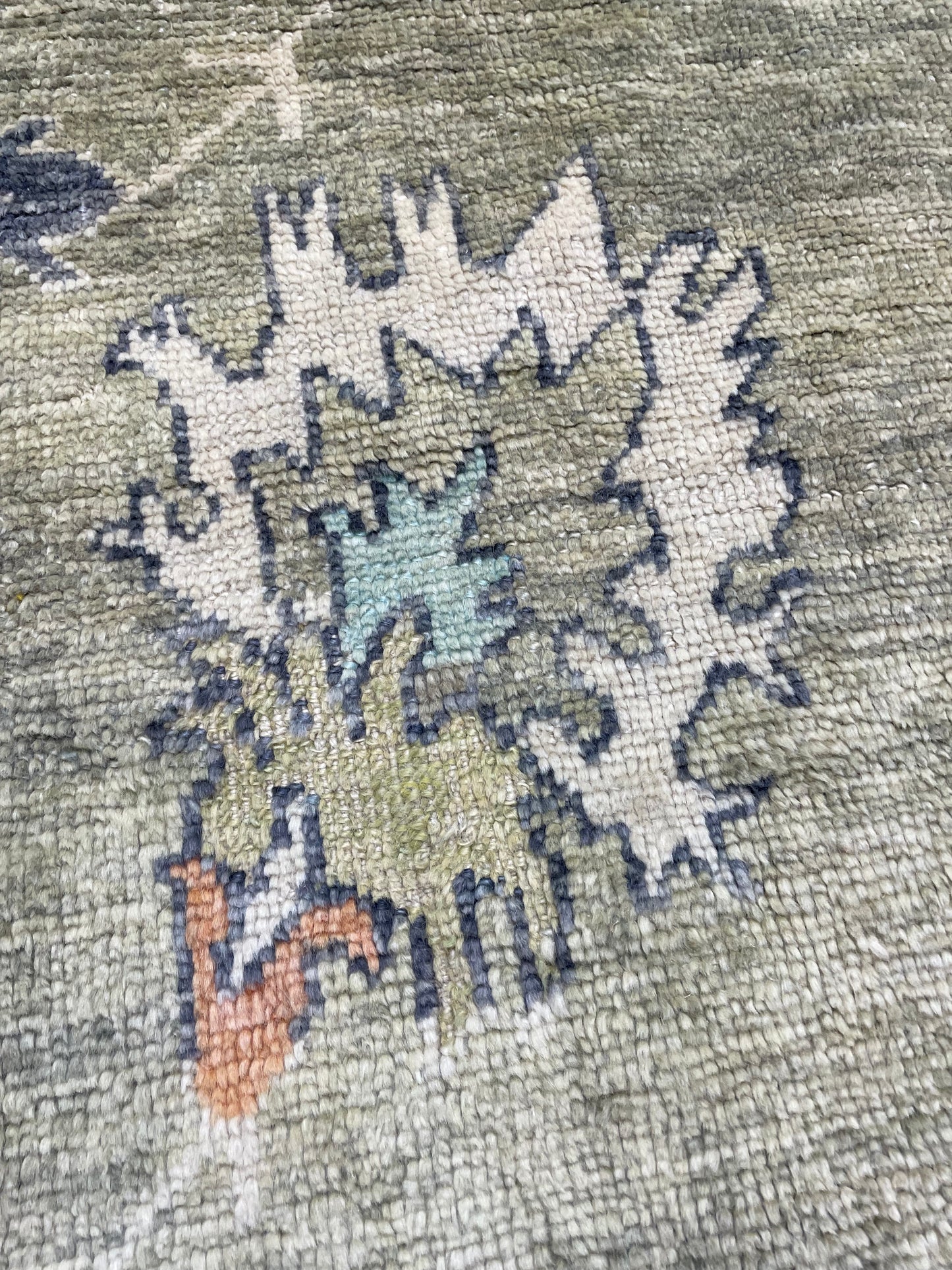 Hand-Knotted Wool Rug Turkish Oushak 9' x 11'10"