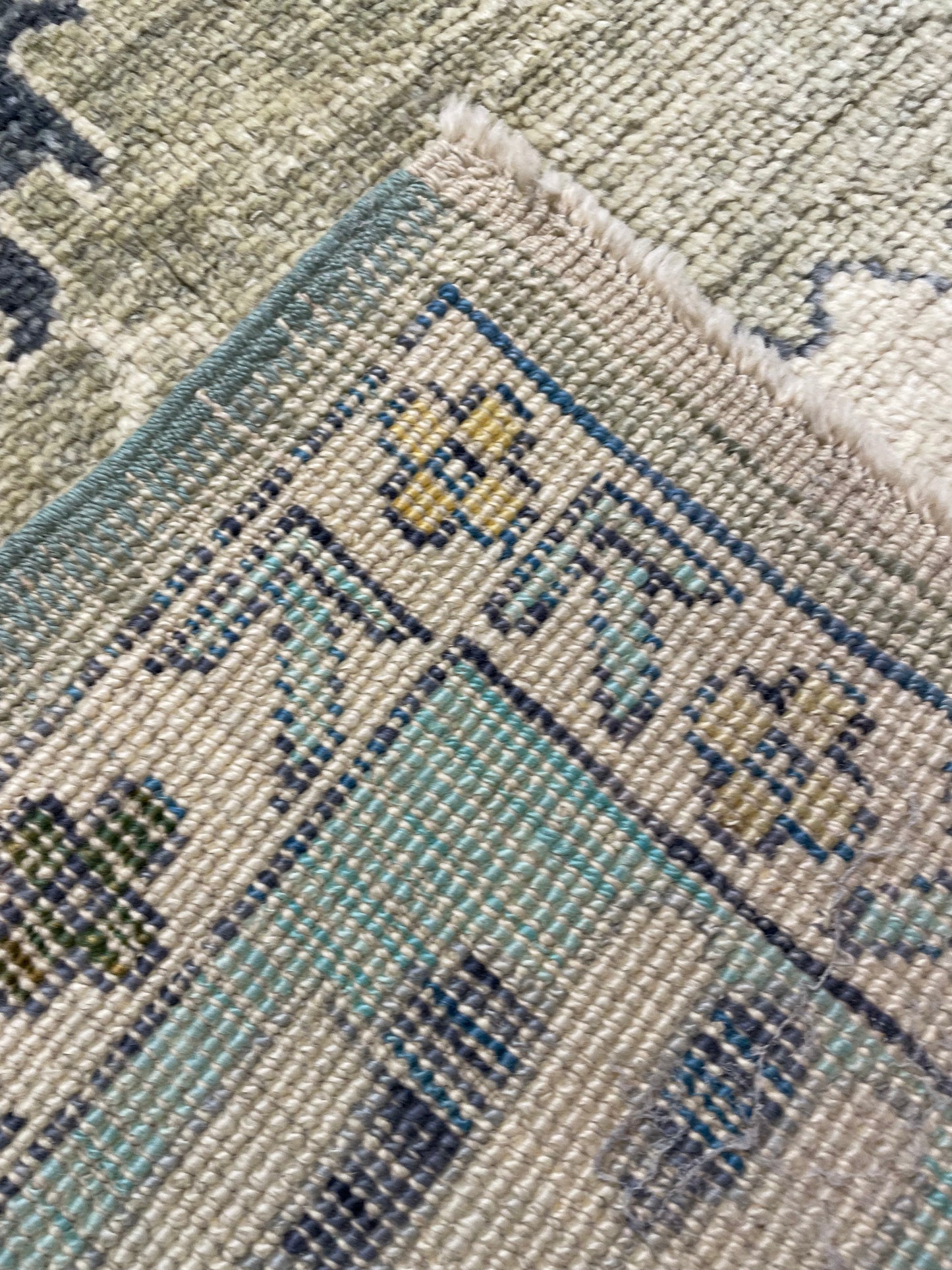 Hand-Knotted Wool Rug Turkish Oushak 9' x 11'10"
