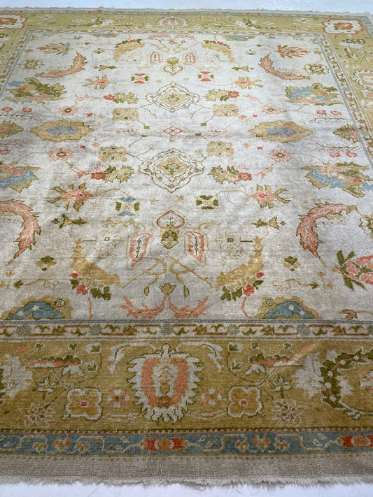Hand-Knotted Wool Rug Turkish Oushak 11'4" x 11'4"