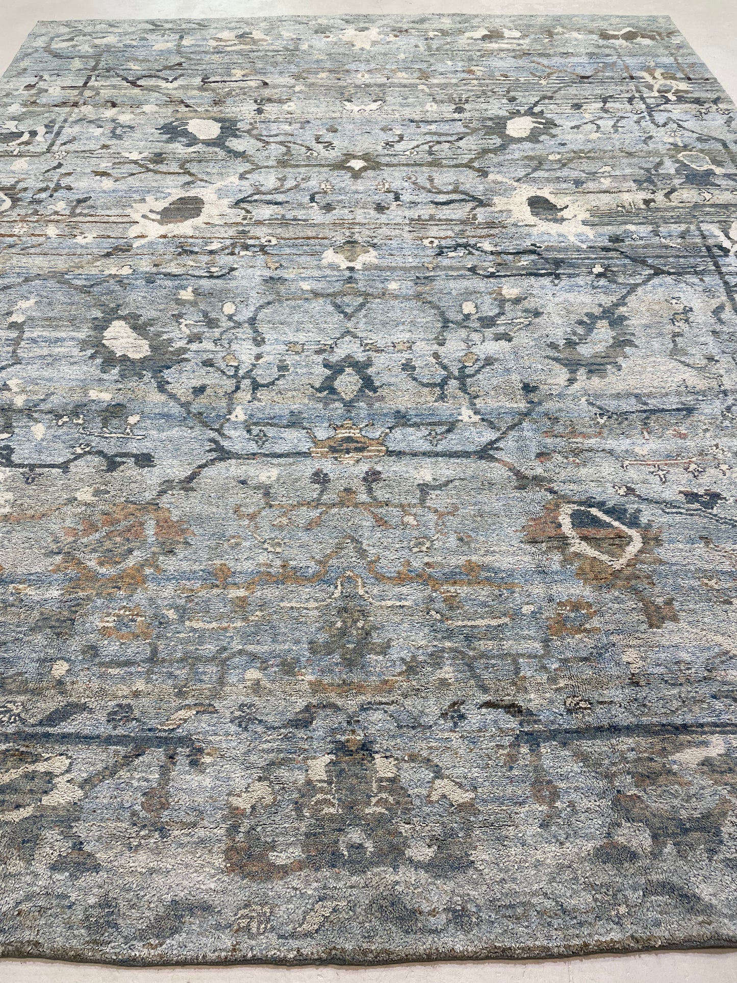 Hand-Knotted Wool Rug Turkish Oushak 10'4" x 13'
