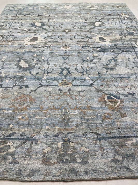 Hand-Knotted Wool Rug Turkish Oushak 10'4" x 13'