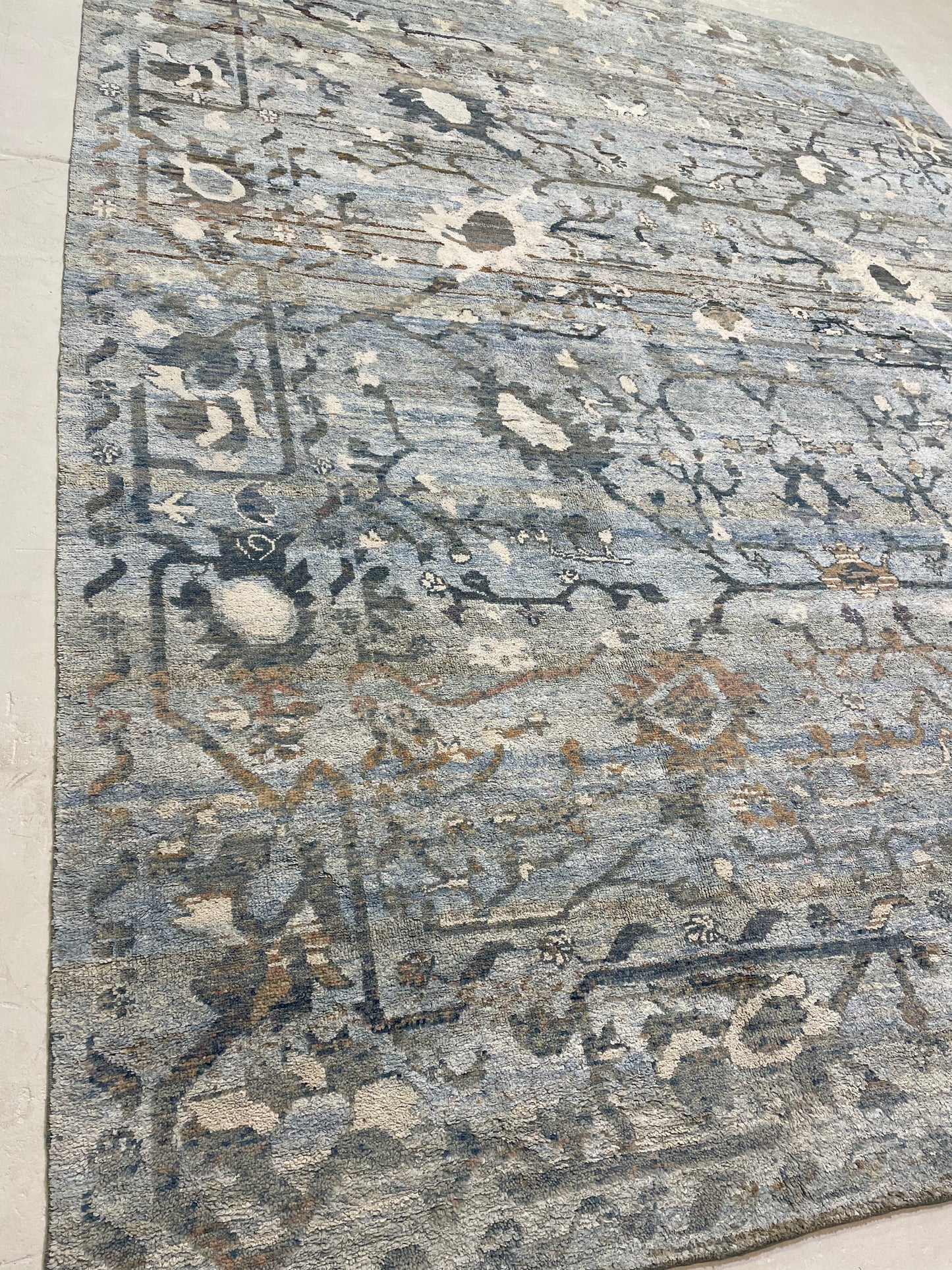 Hand-Knotted Wool Rug Turkish Oushak 10'4" x 13'