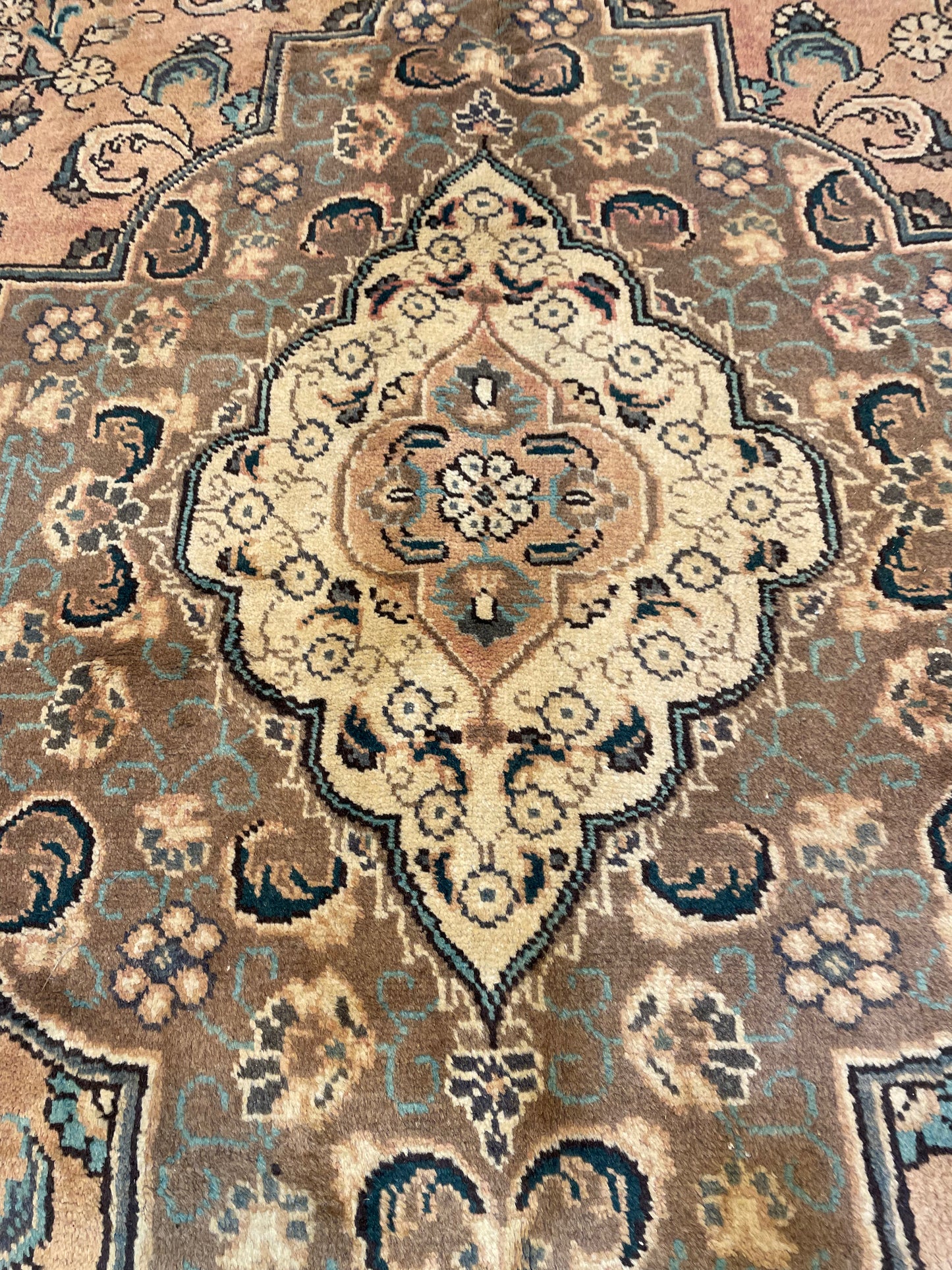 Hand-Knotted Wool Rug Tabriz Square 9'6" x 9'10"