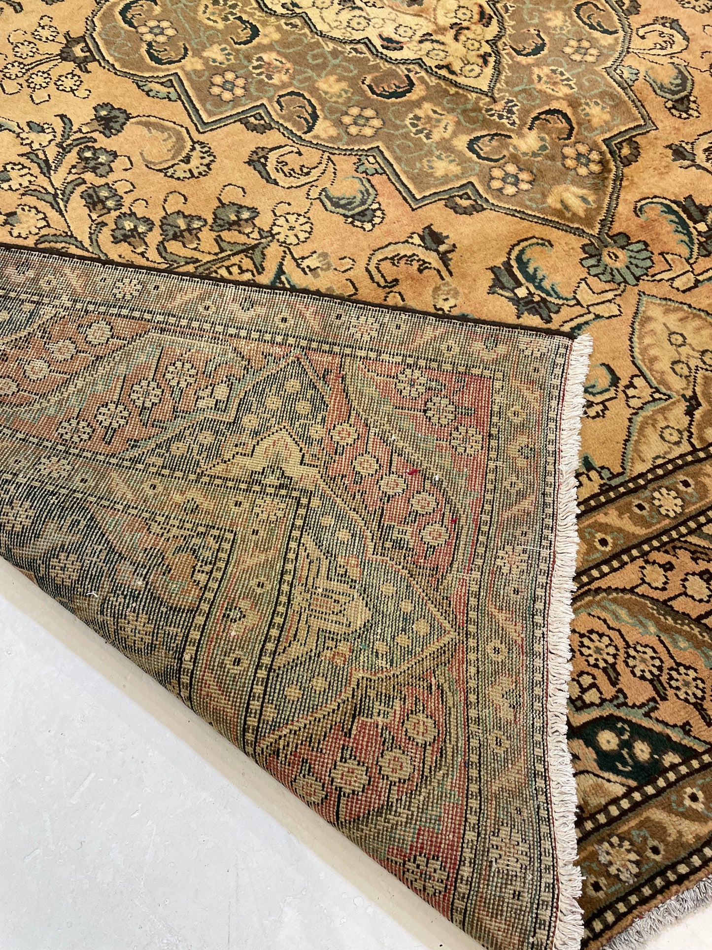Hand-Knotted Wool Rug Tabriz Square 9'6" x 9'10"