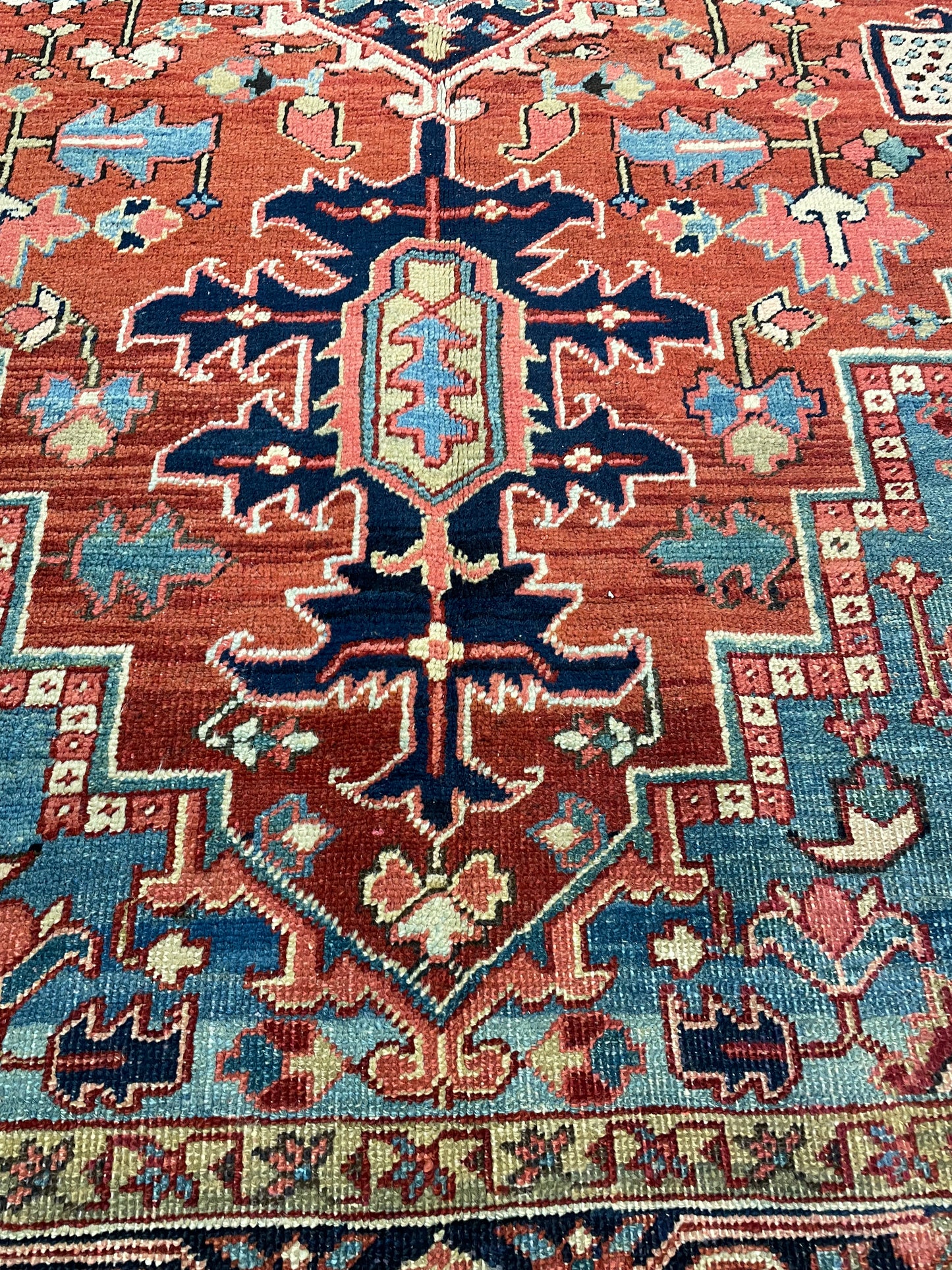 Hand-Knotted Wool Rug Heriz 9' x 12'