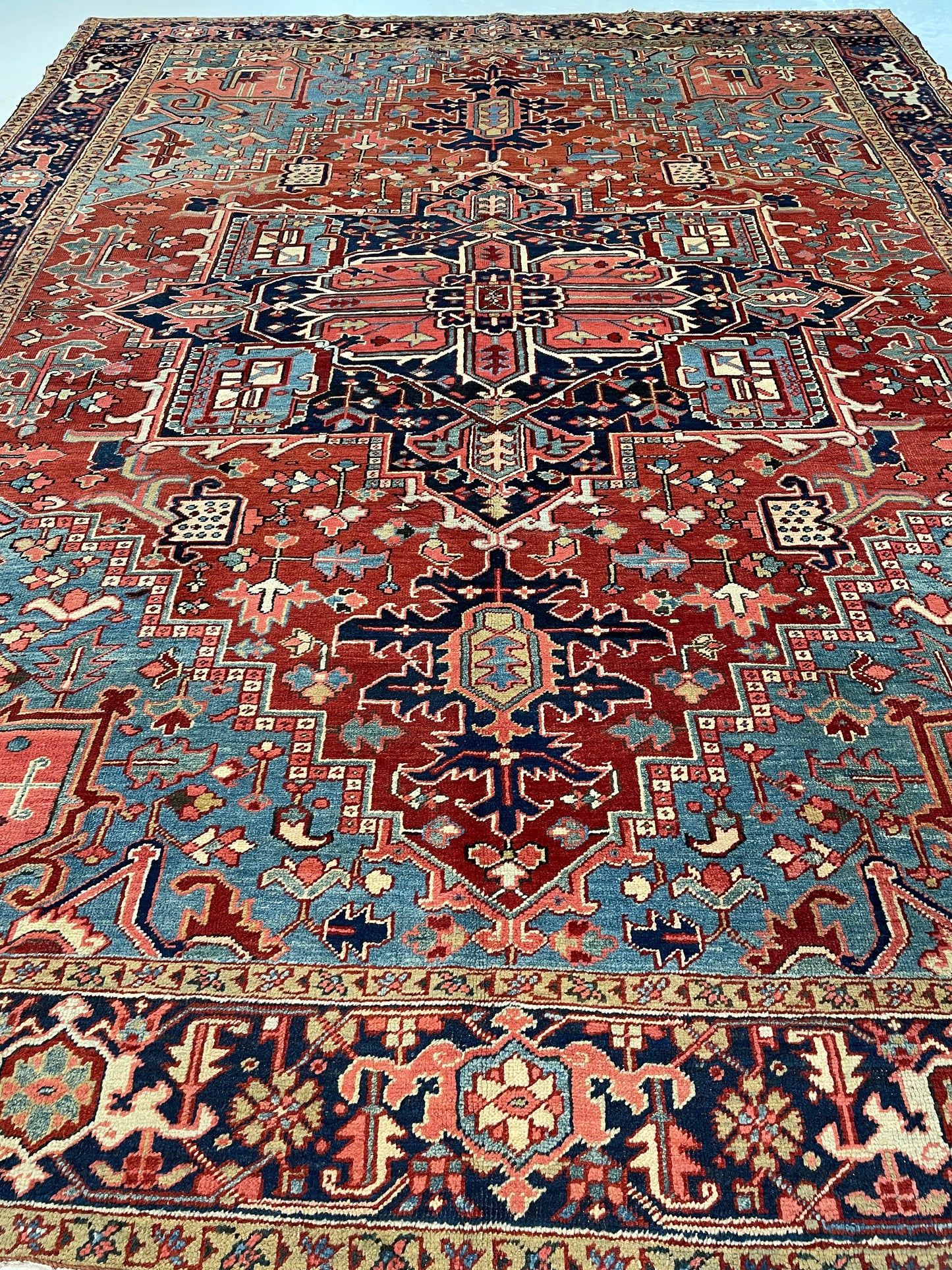 Hand-Knotted Wool Rug Heriz 9' x 12'