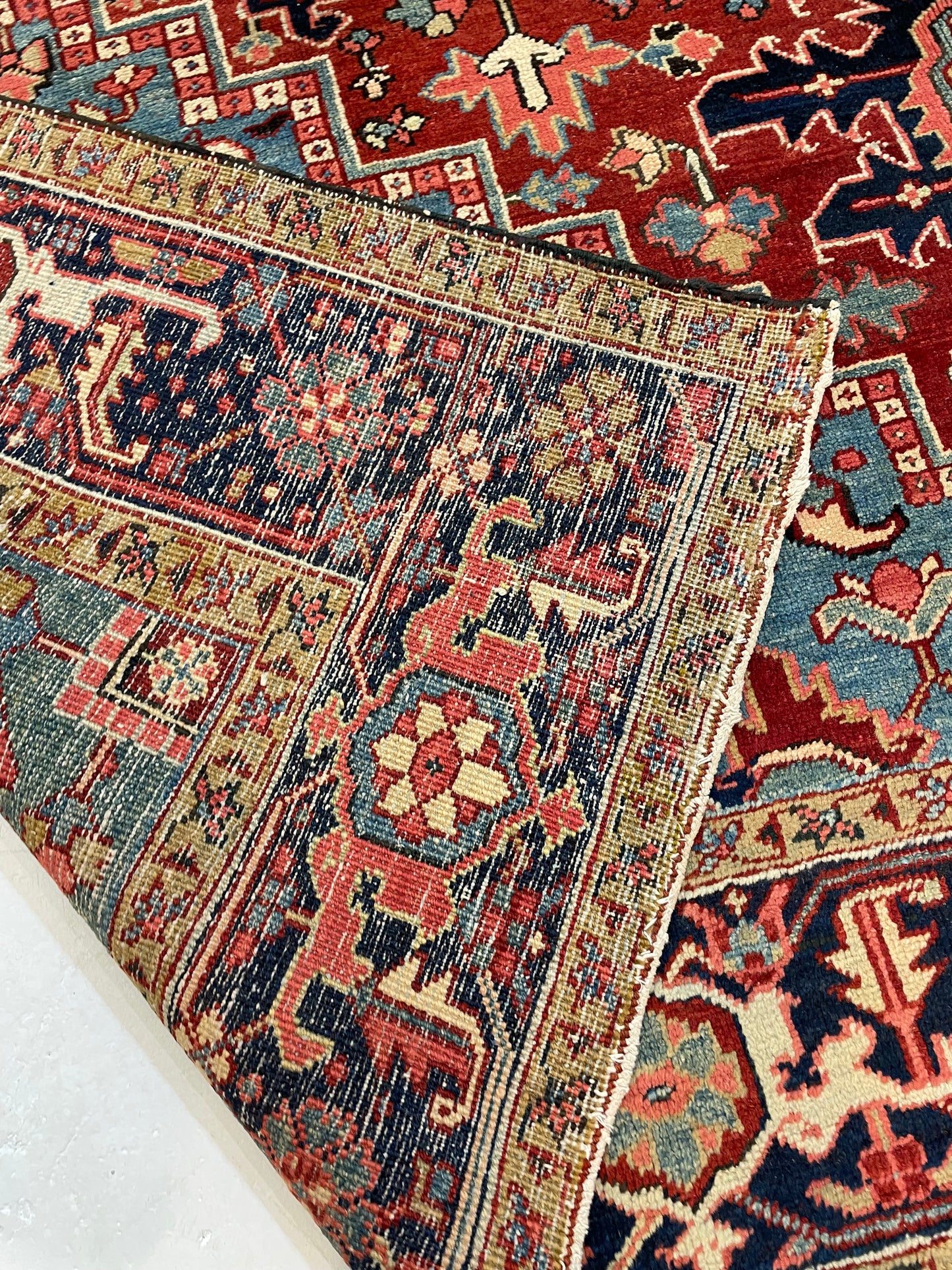 Hand-Knotted Wool Rug Heriz 9' x 12'