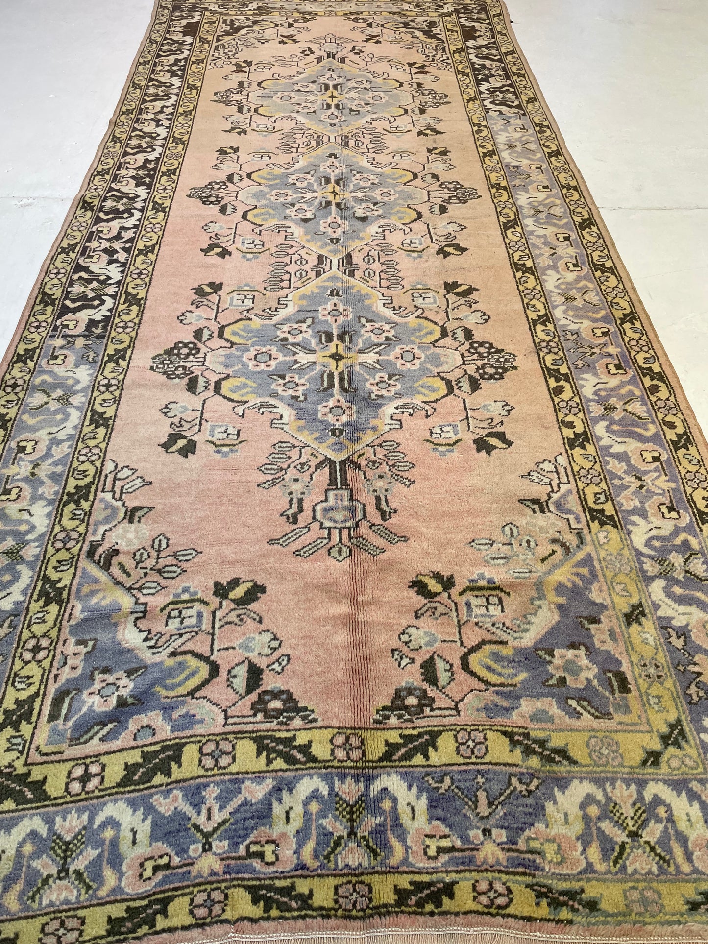 Hand-Knotted Wool Gallery Size Turkish Oushak 4'7" x 11'5"