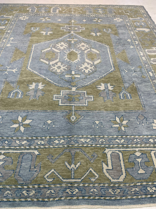 Hand-Knotted Wool Rug Turkish Oushak 8'7" x 10'2"