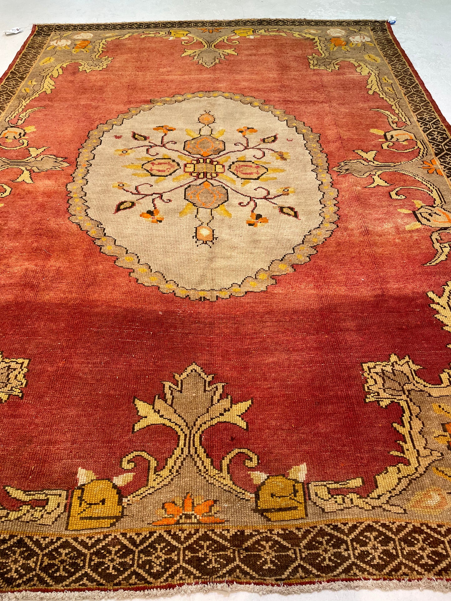 Hand-Knotted Wool Rug Turkish Oushak 7'5" x 10'5"