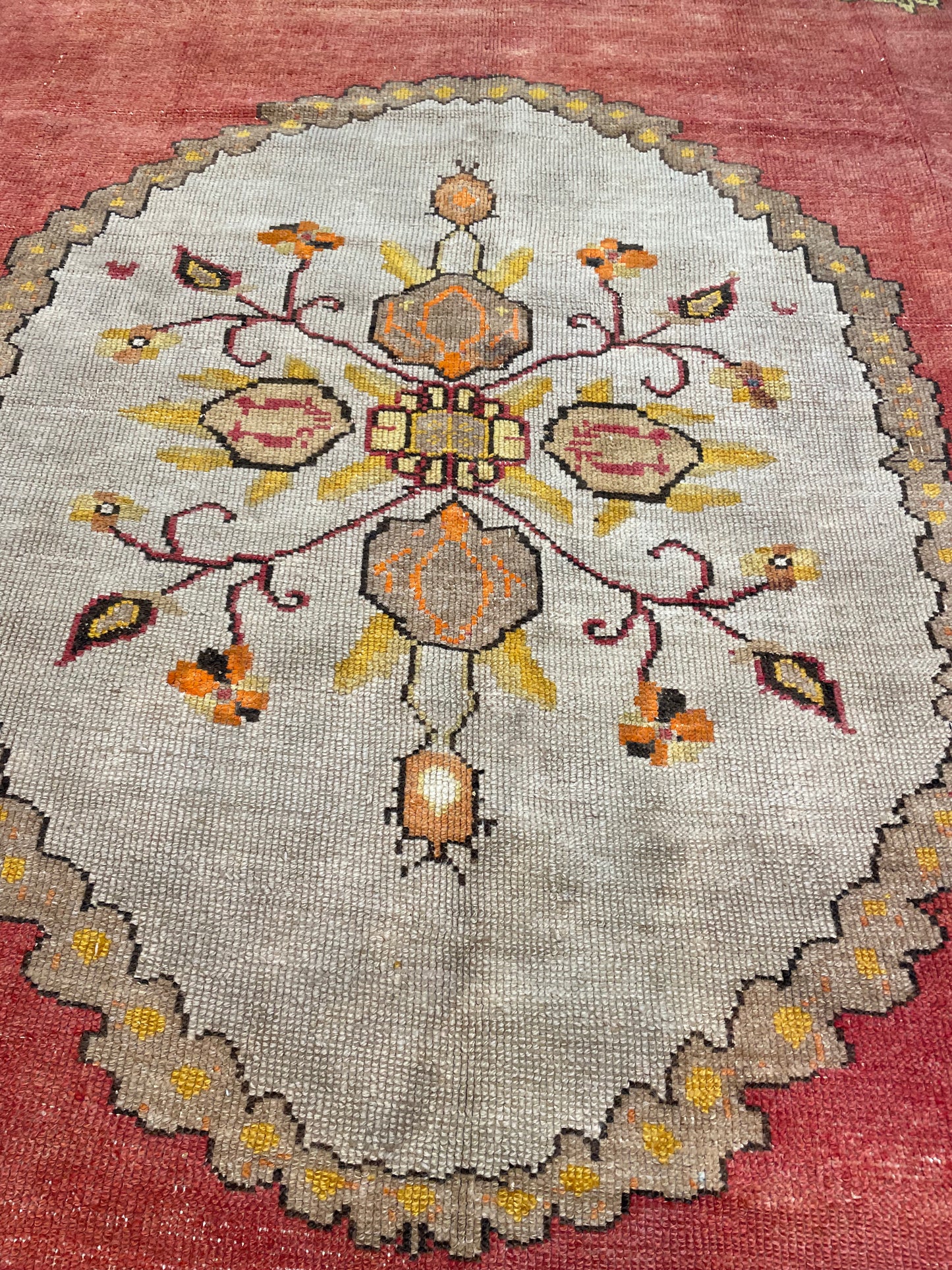 Hand-Knotted Wool Rug Turkish Oushak 7'5" x 10'5"