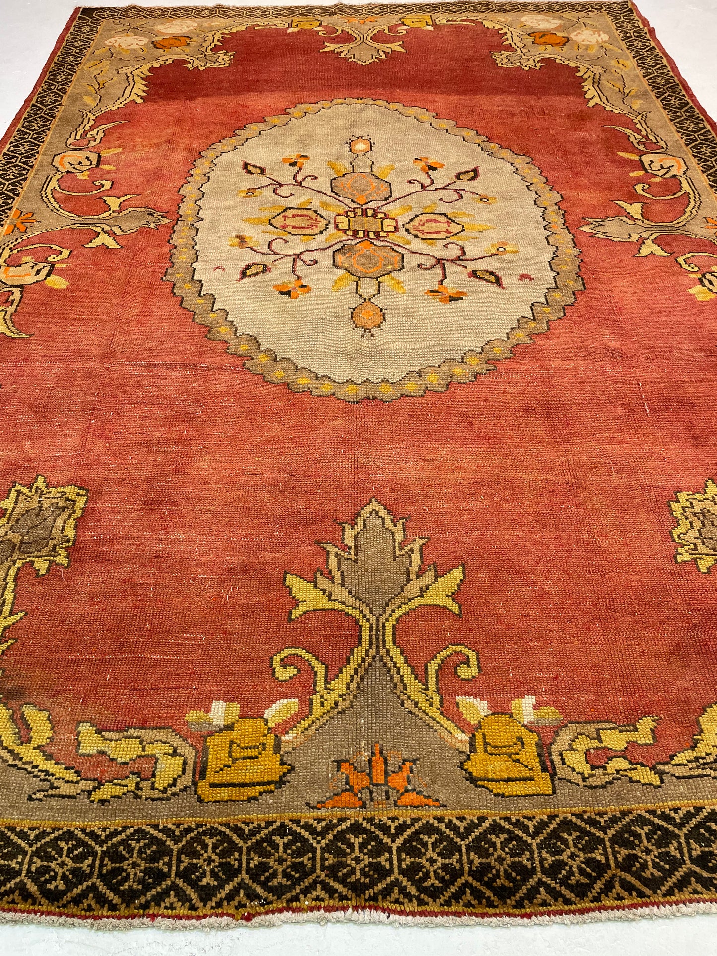 Hand-Knotted Wool Rug Turkish Oushak 7'5" x 10'5"
