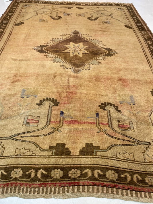 Hand-Knotted Wool Rug Turkish Oushak 7' x 10'