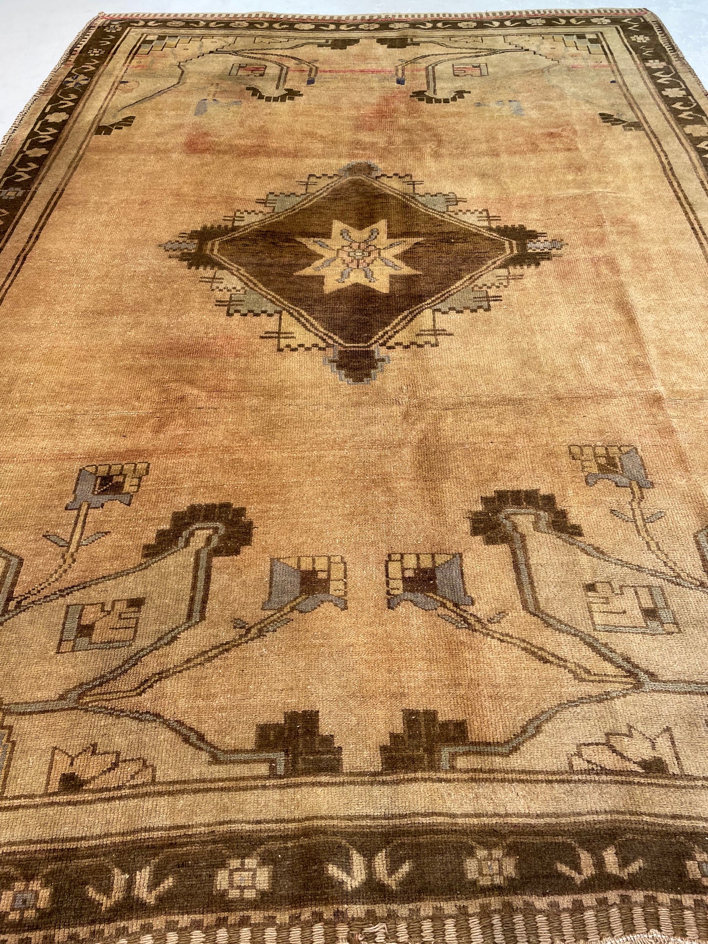 Hand-Knotted Wool Rug Turkish Oushak 7' x 10'