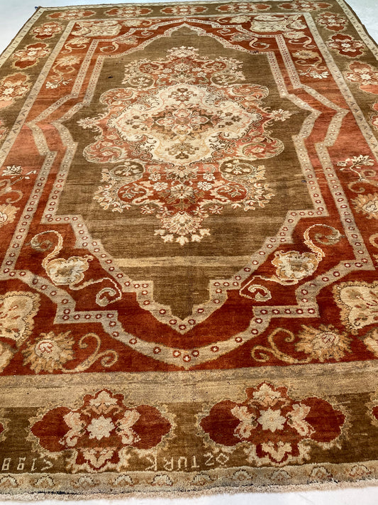 Hand-Knotted Wool Rug Turkish Oushak 8'5" x 11'7"