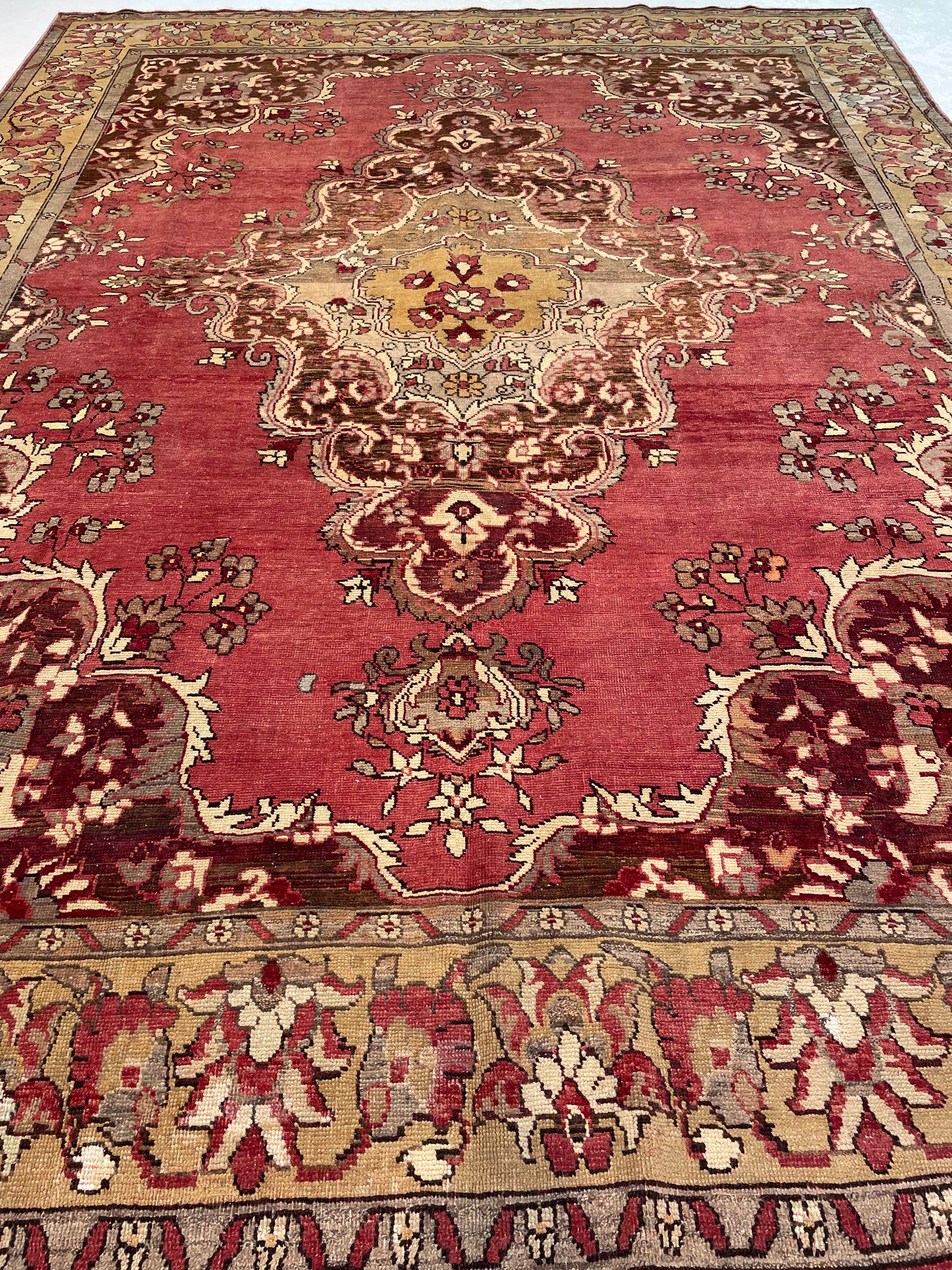 Hand-Knotted Wool Rug Turkish Oushak 8'3" x 11'