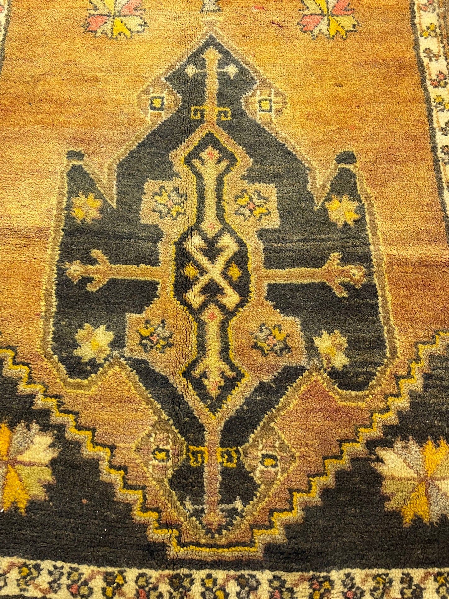 Hand-Knotted Wool Runner Turkish Oushak 3'5" x 12'1"