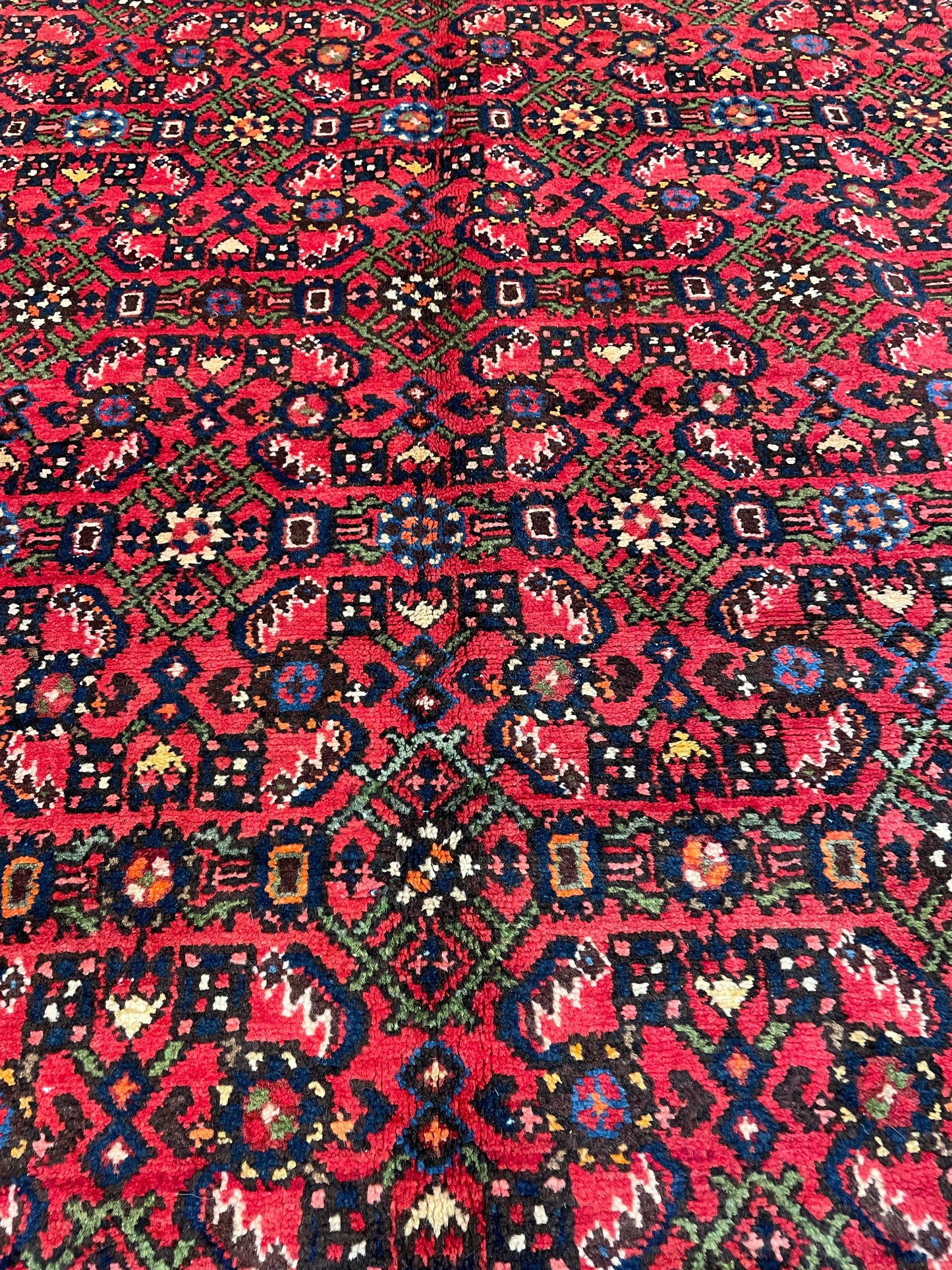 Hand-Knotted Wool Rug Turkish Hamedan Herati Design 6'10" x 10'5"