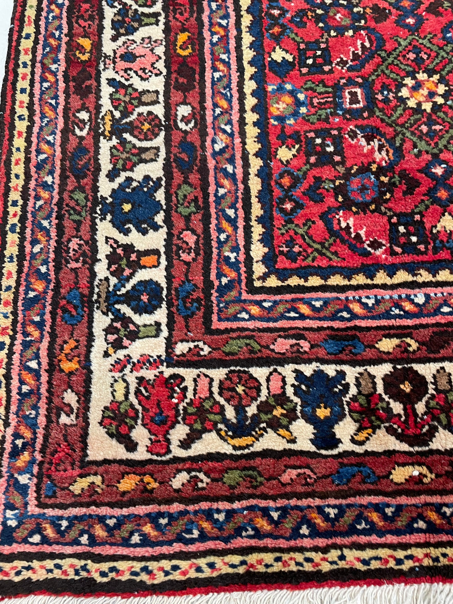 Hand-Knotted Wool Rug Turkish Hamedan Herati Design 6'10" x 10'5"