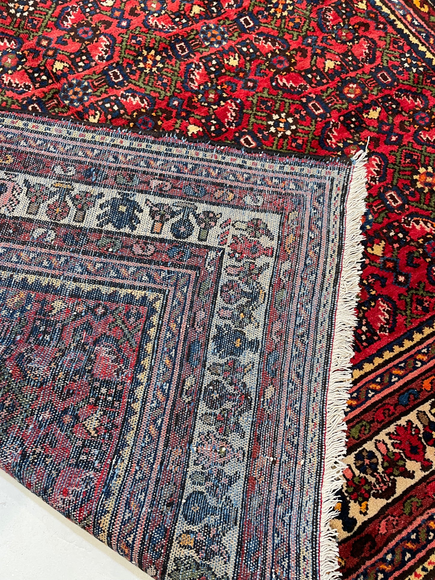 Hand-Knotted Wool Rug Turkish Hamedan Herati Design 6'10" x 10'5"