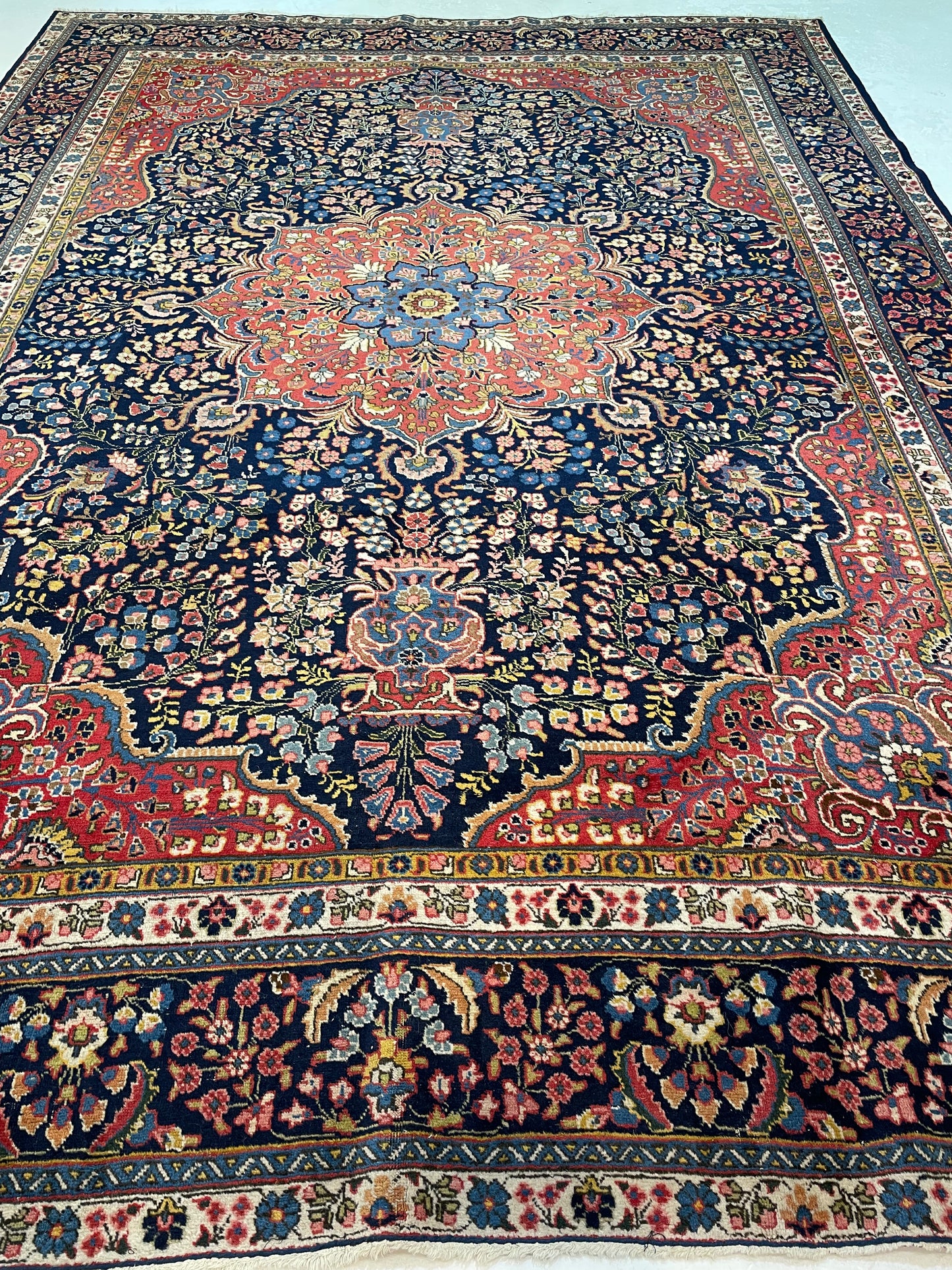 Antique Hand-Knotted Wool Rug Tabriz Khoy 8'6" x 11'8"