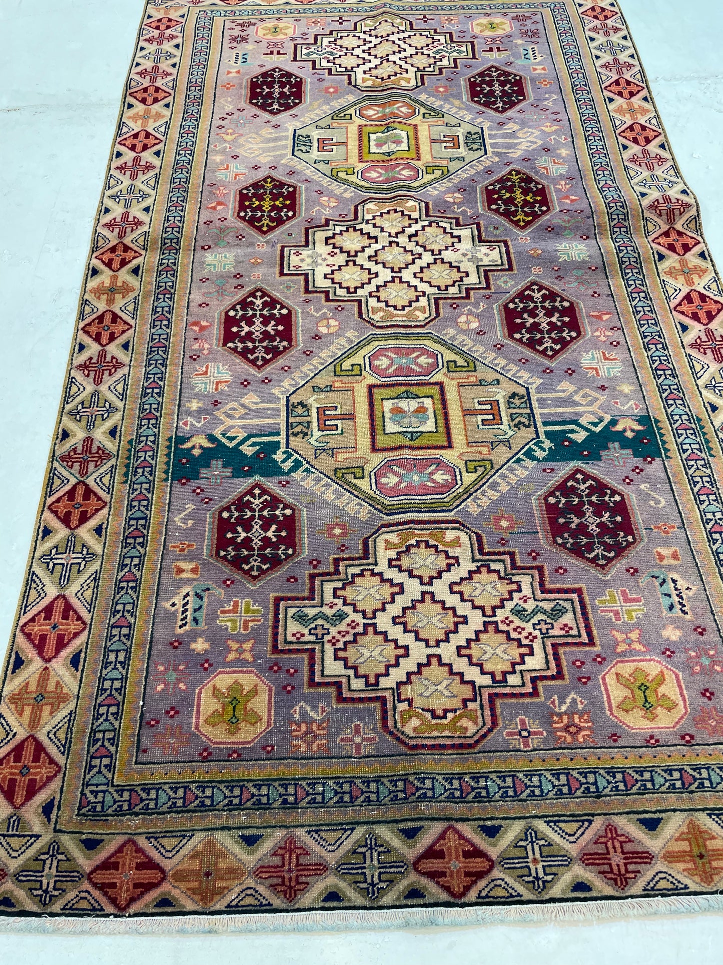 Hand-Knotted Wool Rug Turkish Oushak 3'3" x 5'2"