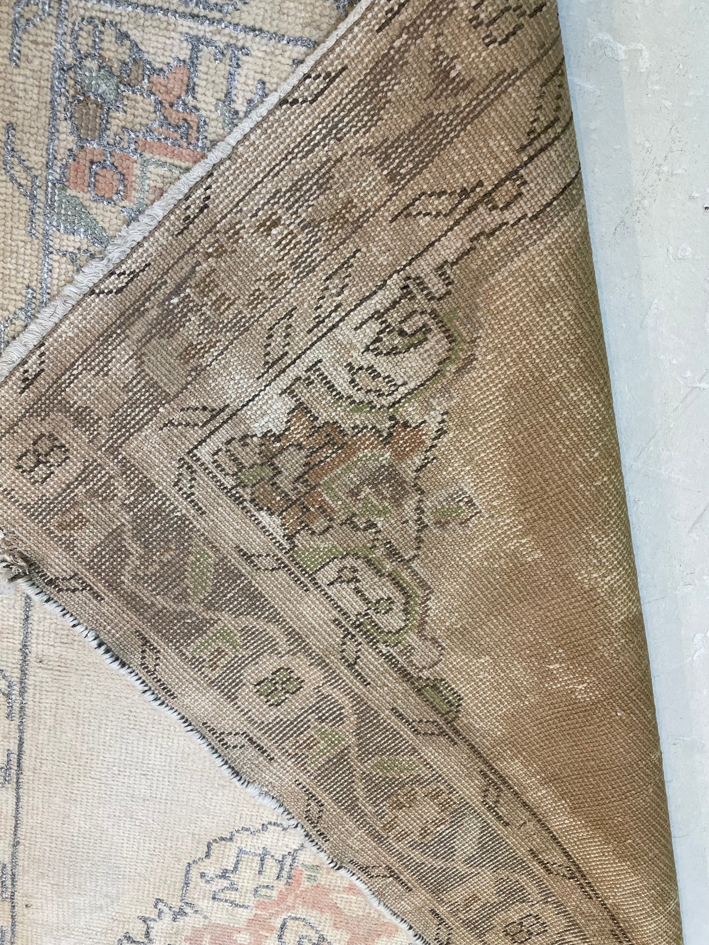 Hand-Knotted Wool Runner Turkish Oushak 3'5" x 12'