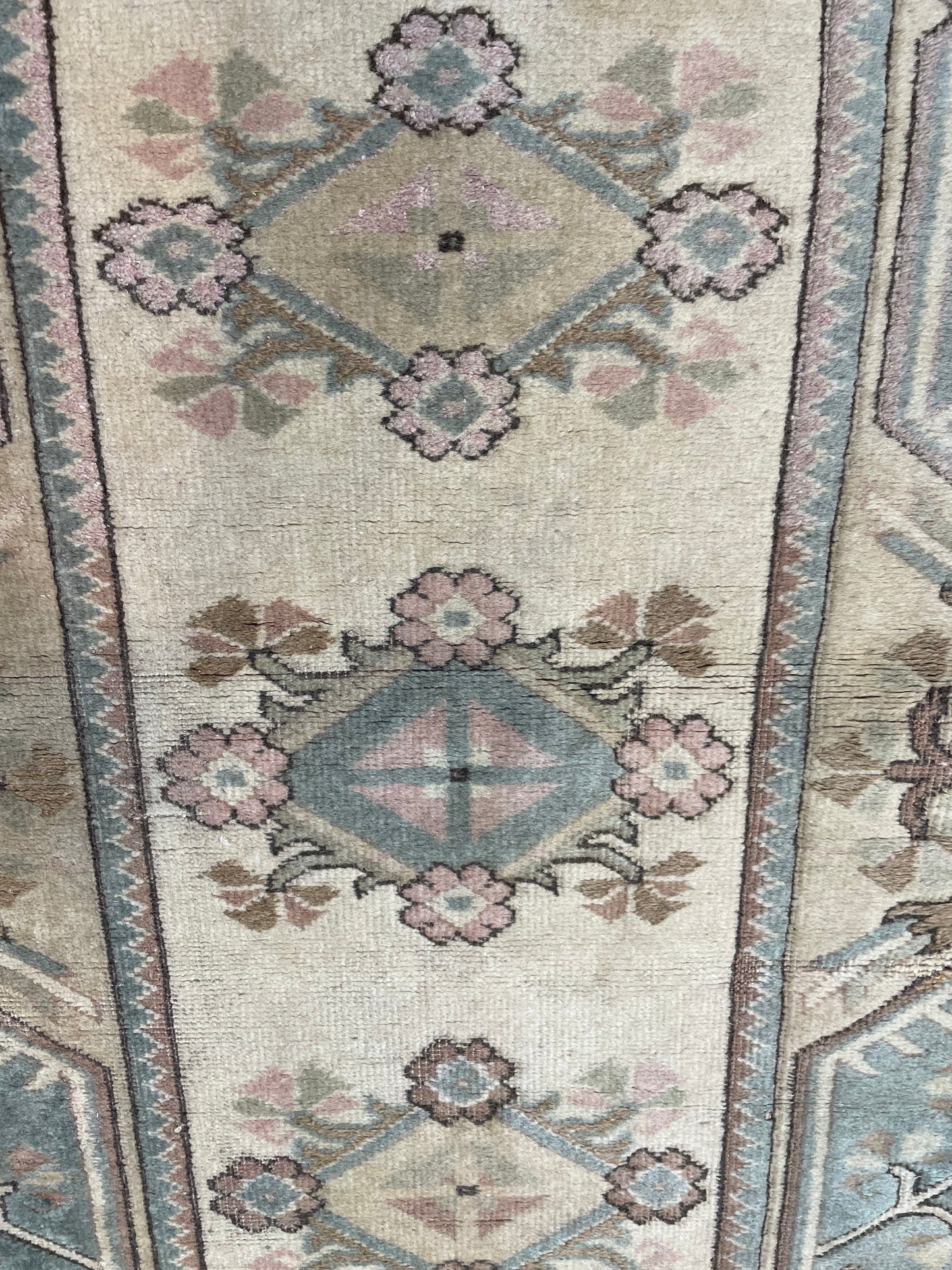 Hand-Knotted Wool Runner Turkish Oushak 2'8" x 8'10"