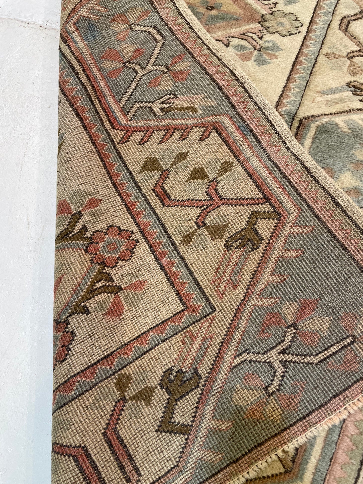 Hand-Knotted Wool Runner Turkish Oushak 2'8" x 8'10"