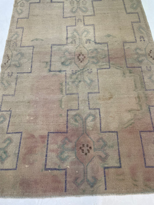 Hand-Knotted Wool Rug Turkish Oushak 4' x 6'7"