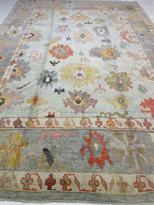 Hand-Knotted Wool Rug Turkish Oushak 8'10" x 12'8"