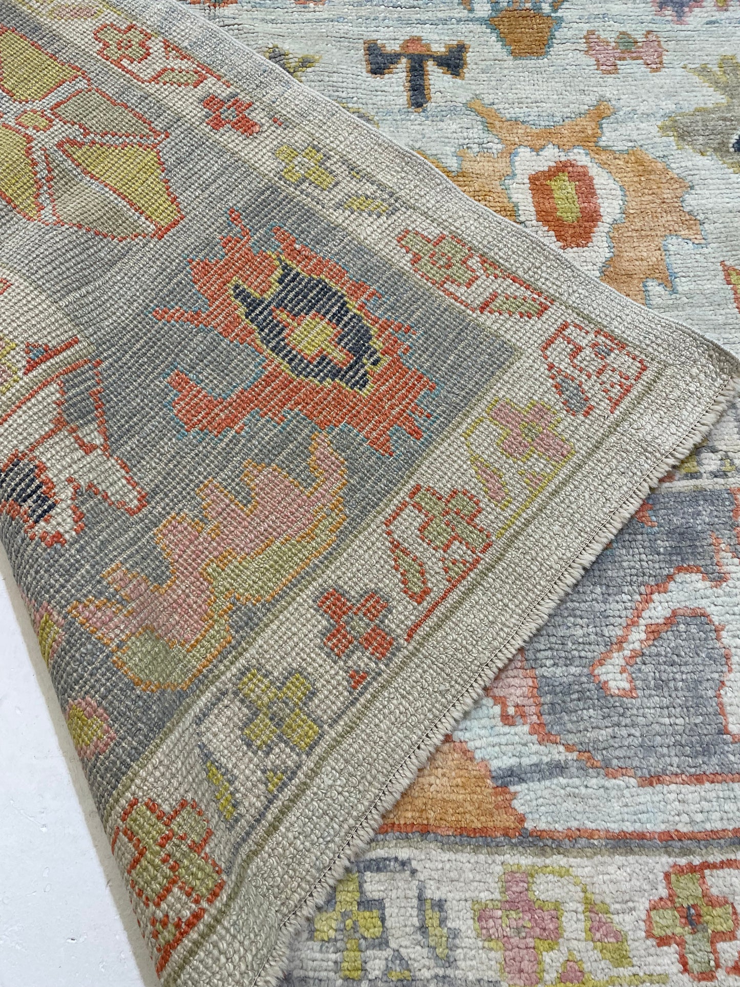 Hand-Knotted Wool Rug Turkish Oushak 8'10" x 12'8"