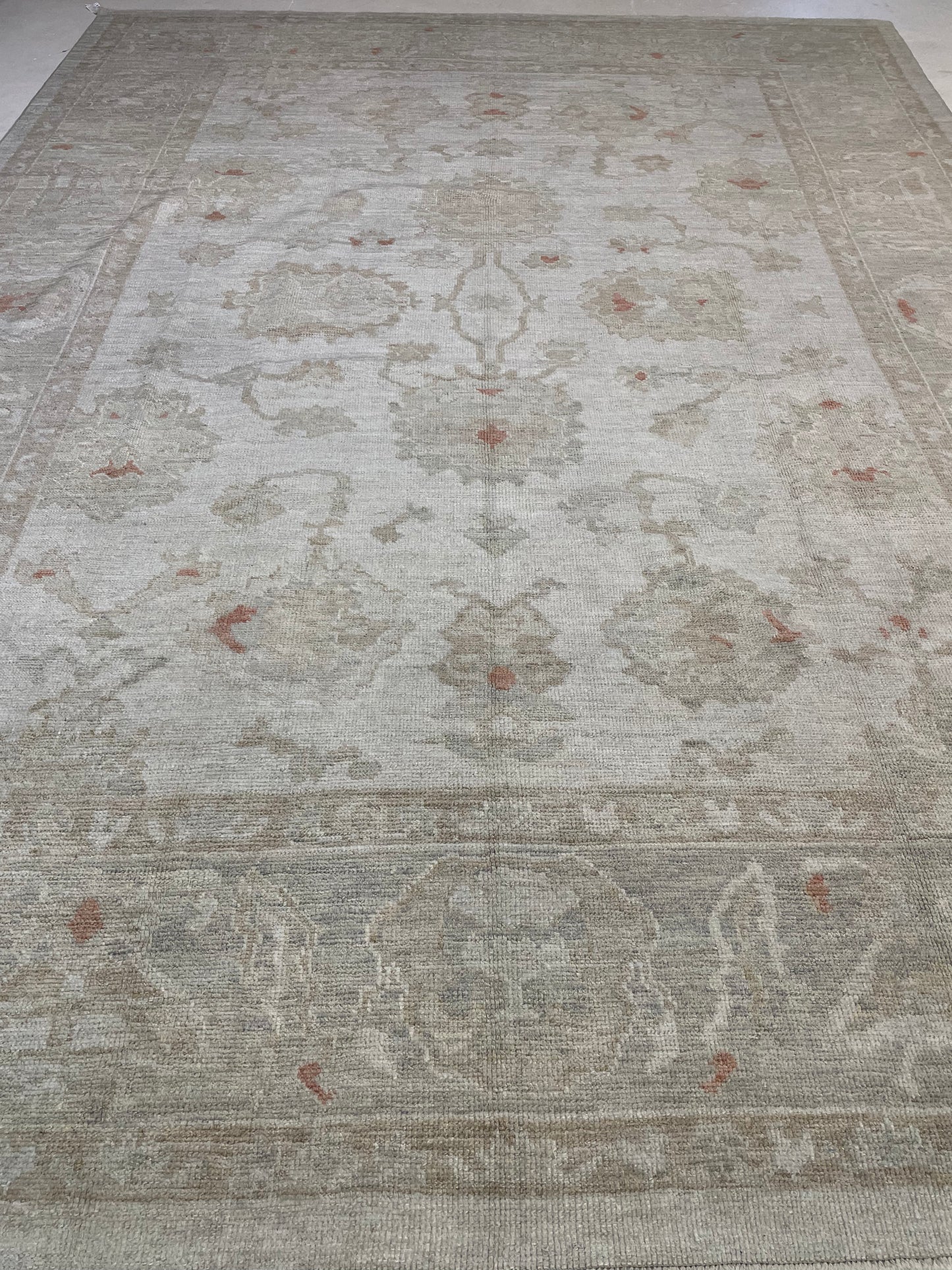 Hand-Knotted Wool Rug Turkish Oushak 9'1" x 12'4"