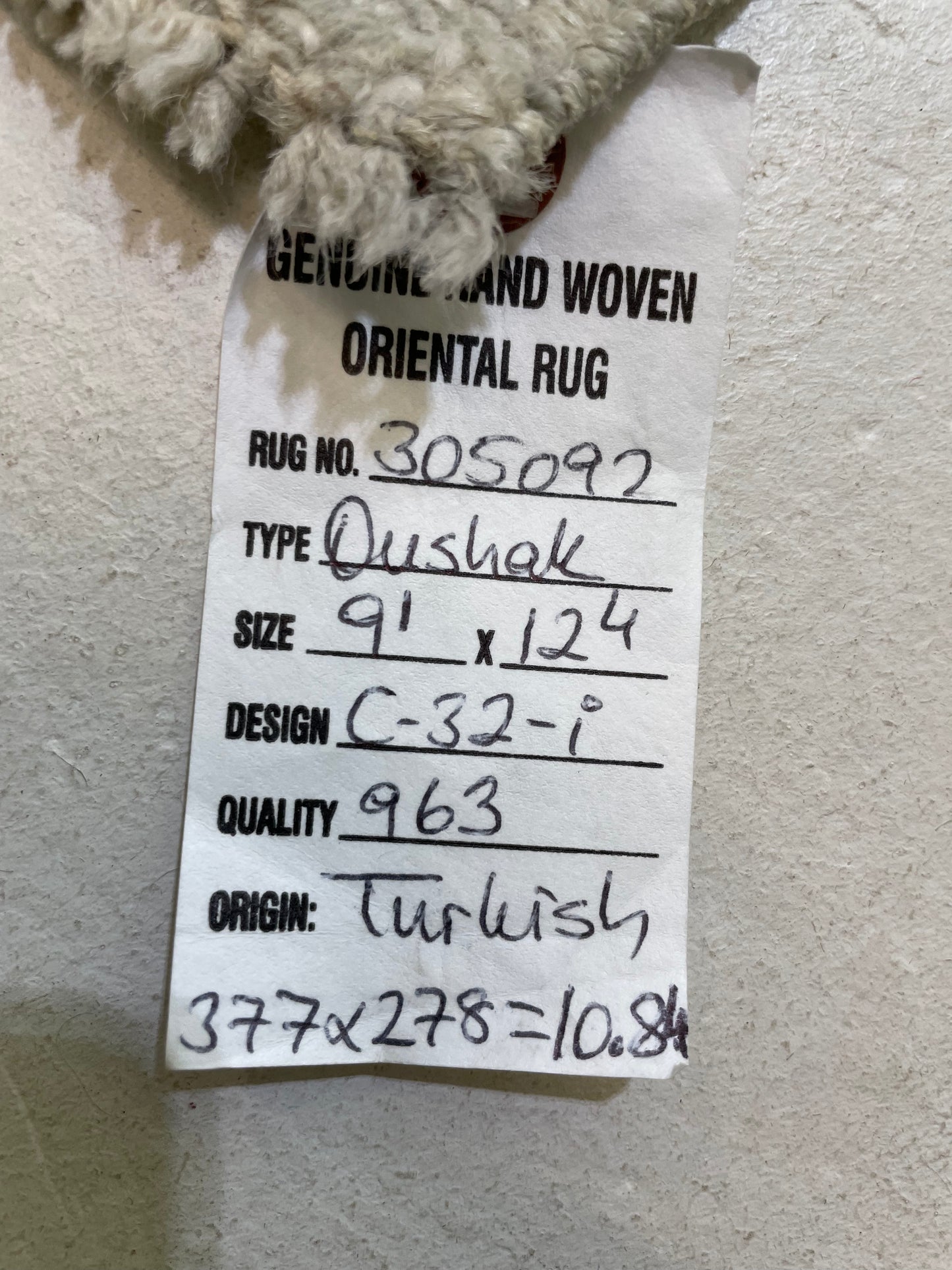 Hand-Knotted Wool Rug Turkish Oushak 9'1" x 12'4"