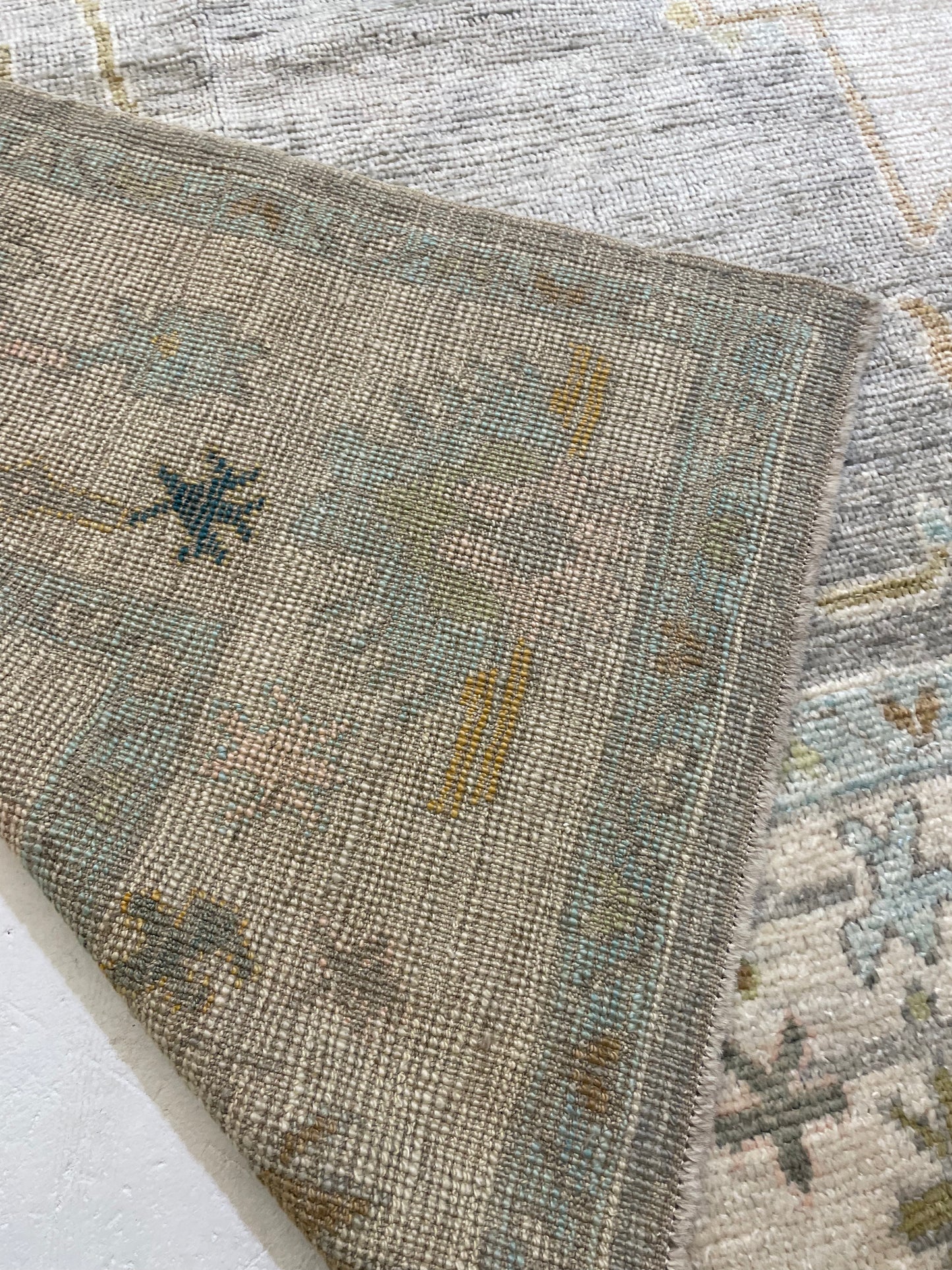Hand-Knotted Wool Rug Turkish Oushak Square 11'7" x 11'9"