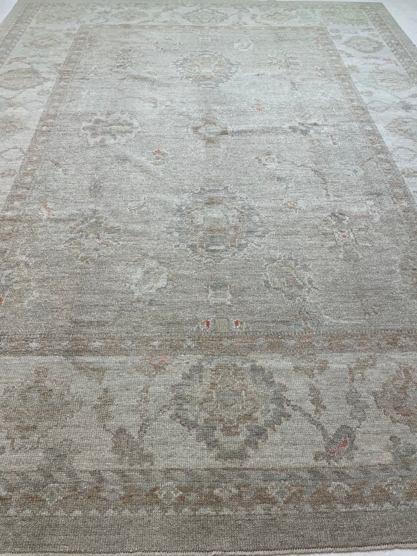 Hand-Knotted Wool Rug Turkish Oushak 9'7" x 12'5"
