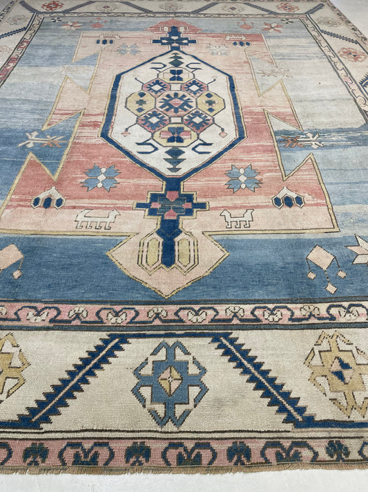 Hand-Knotted Wool Rug Turkish Oushak 9'7" x 12'5"