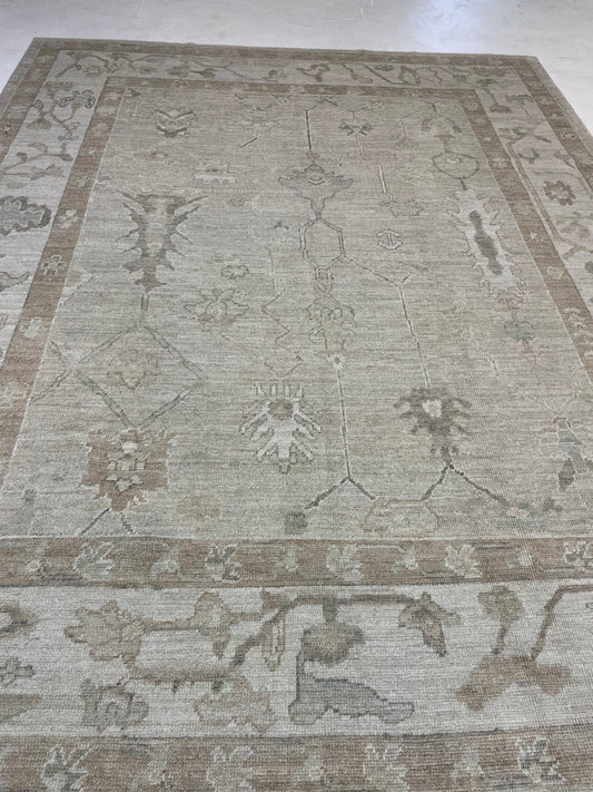 Hand-Knotted Wool Rug Turkish Oushak 8'3" x 10'6"